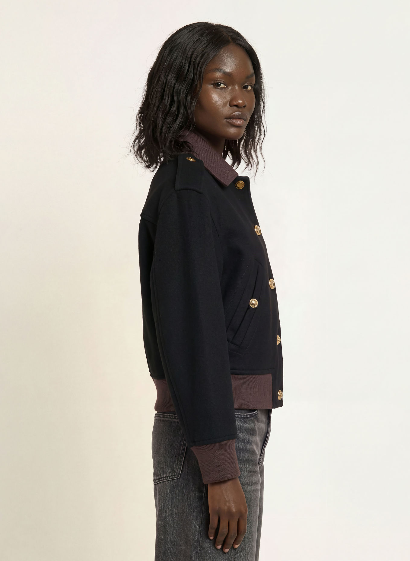 SANDRO Blouson: SCHWARZ / GOLD / DUNKELBRAUN
