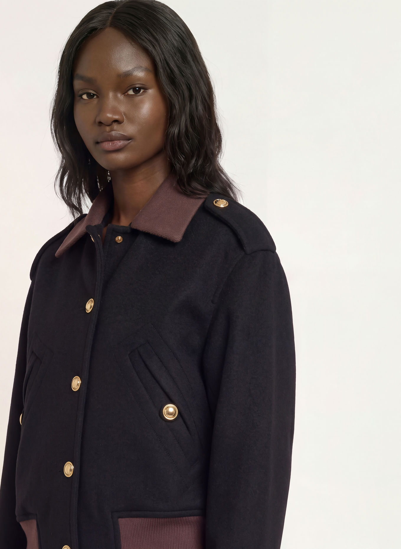 SANDRO Blouson: SCHWARZ / GOLD / DUNKELBRAUN