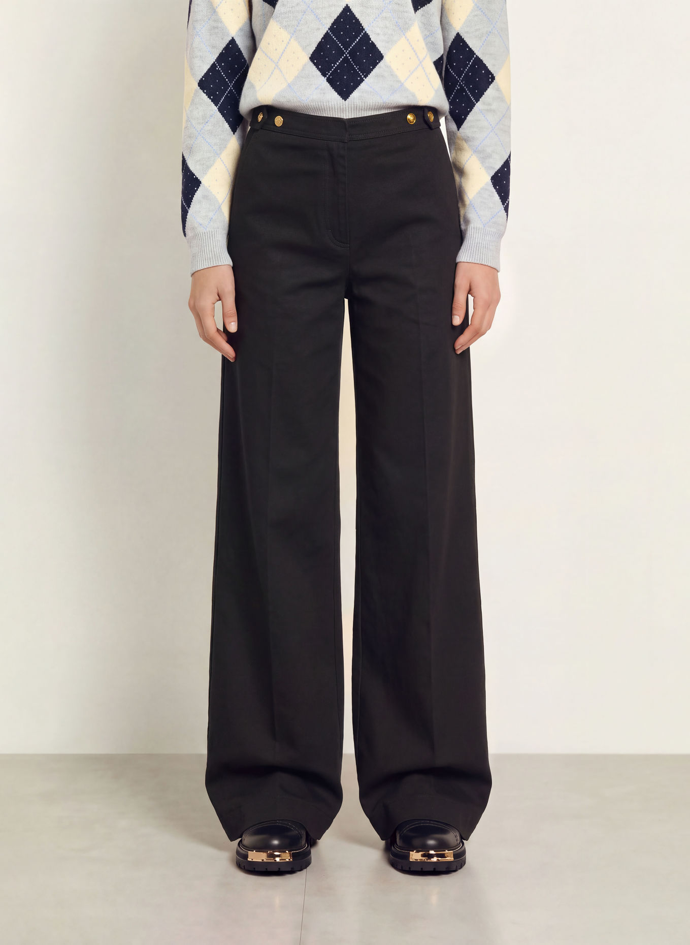 SANDRO Wide Leg Jeans: 20 BLACK