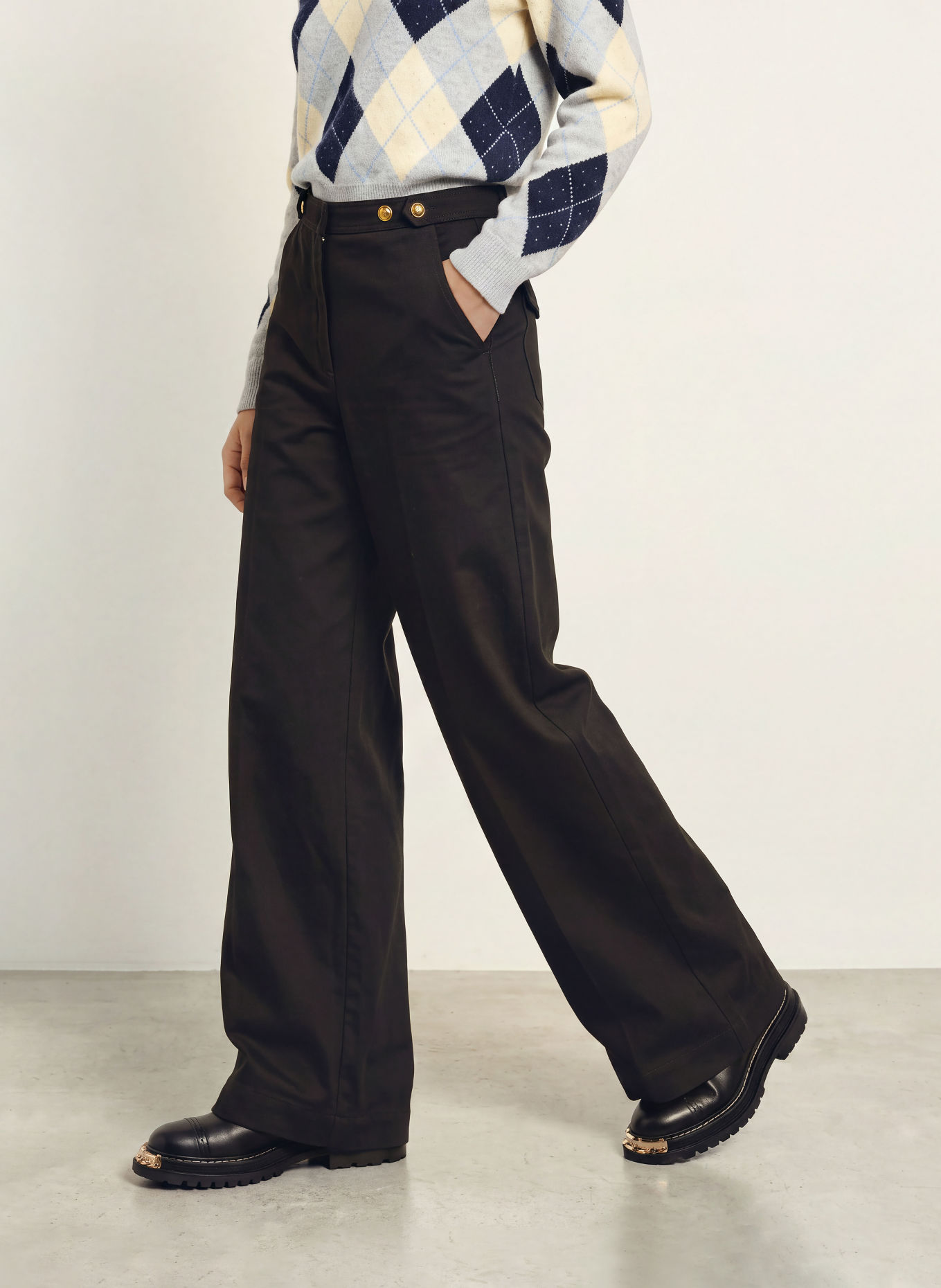 SANDRO Wide Leg Jeans: 20 BLACK