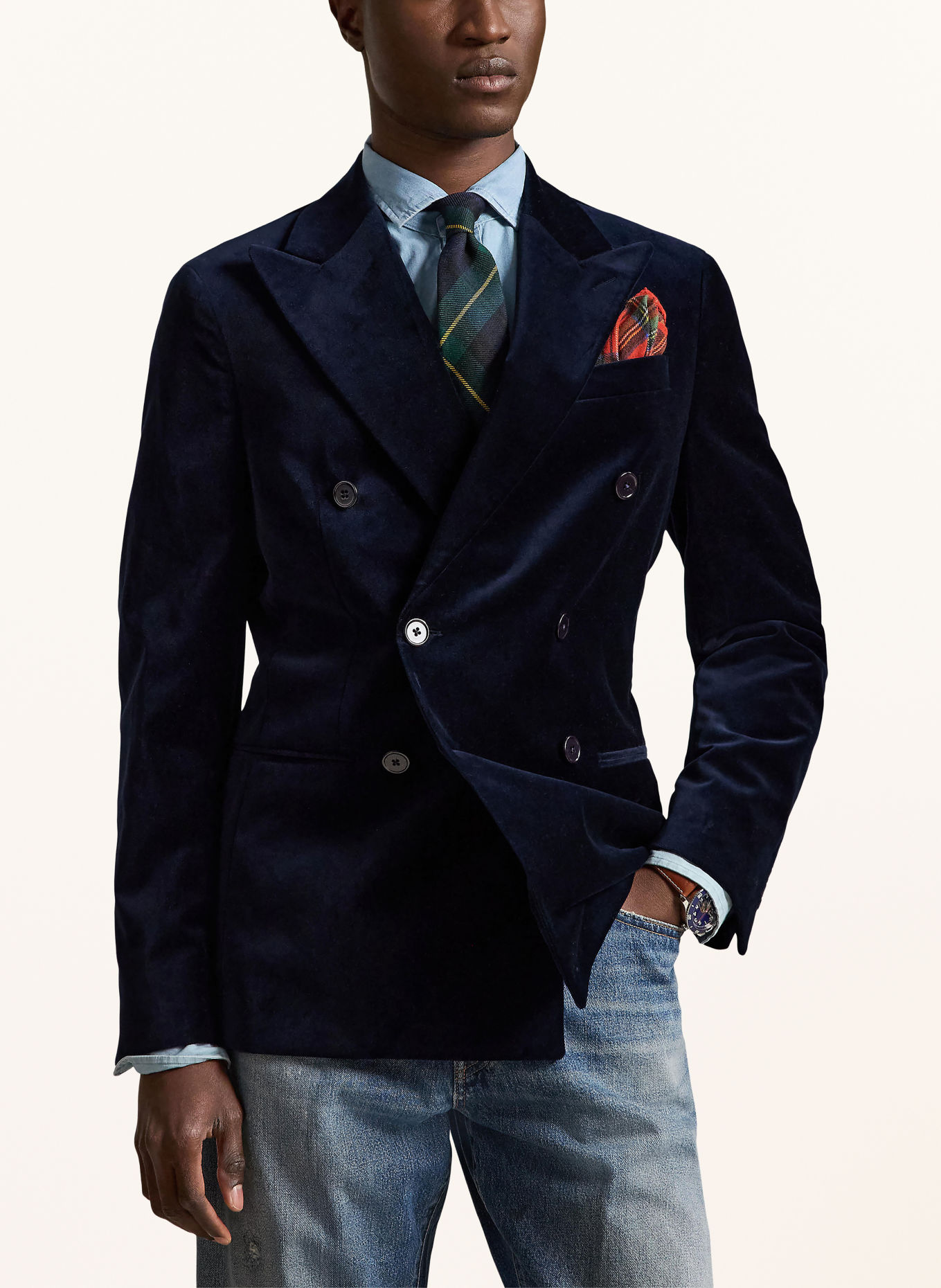 POLO RALPH LAUREN Samtsakko Modern Fit: DUNKELBLAU