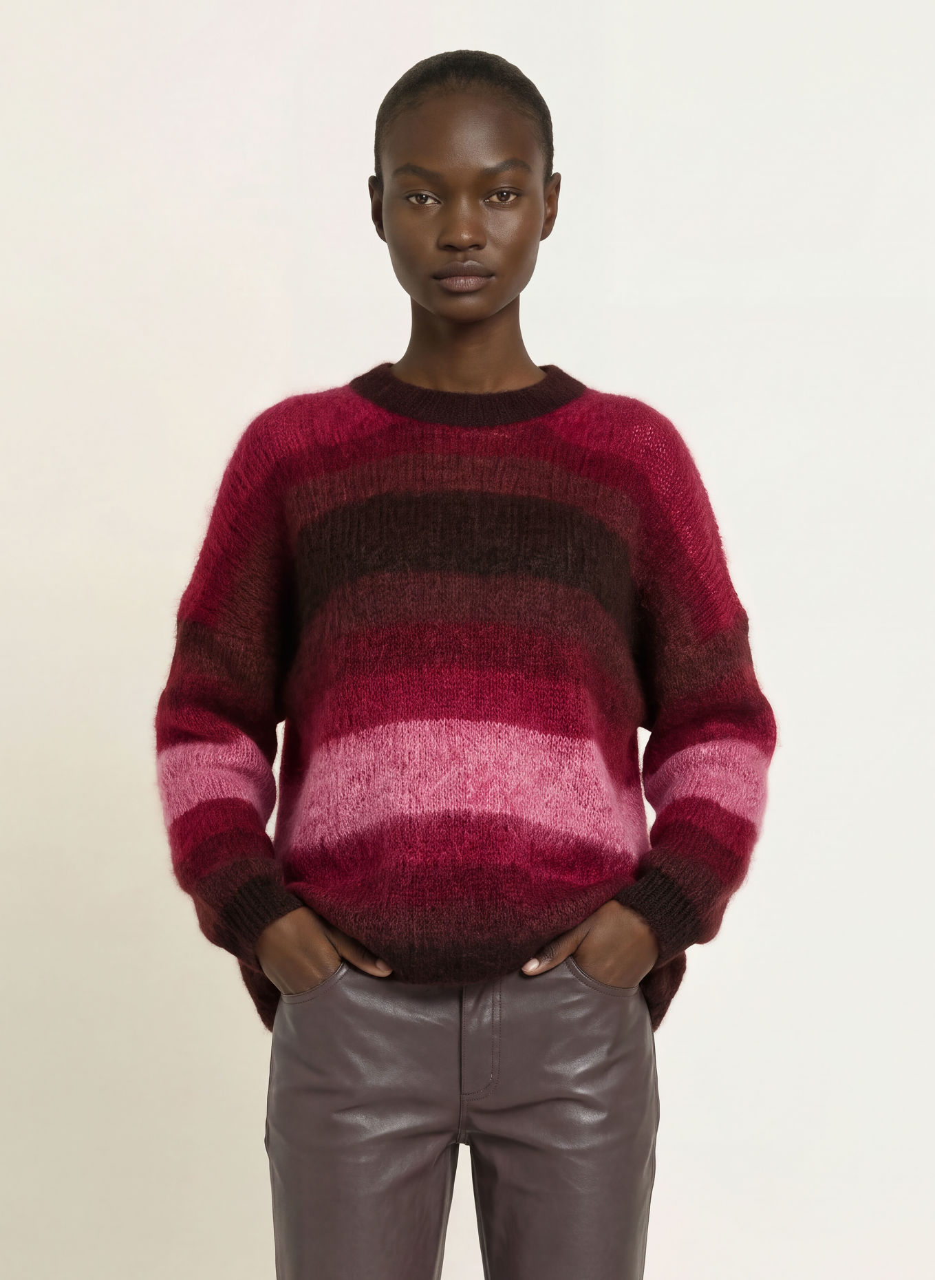 ba&sh Pullover RIVAS mit Mohair: FUCHSIA / BRAUN / ROSA