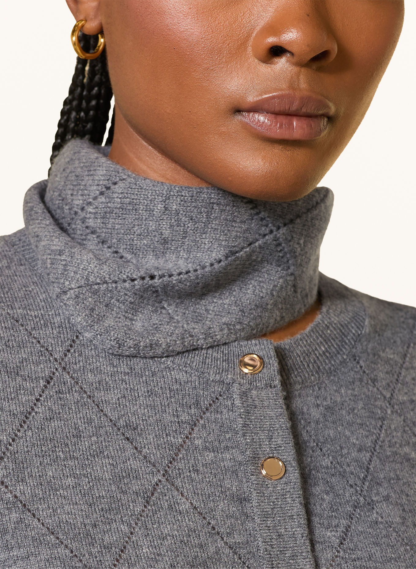 SANDRO Strickjacke mit abnehmbarem Schal: GRAU