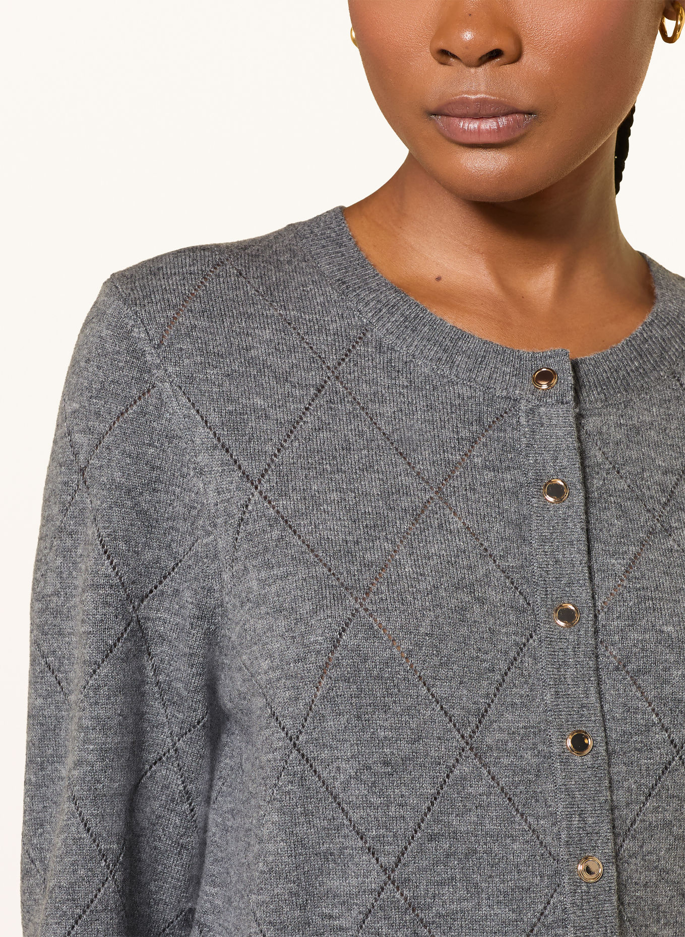 SANDRO Strickjacke mit abnehmbarem Schal: GRAU