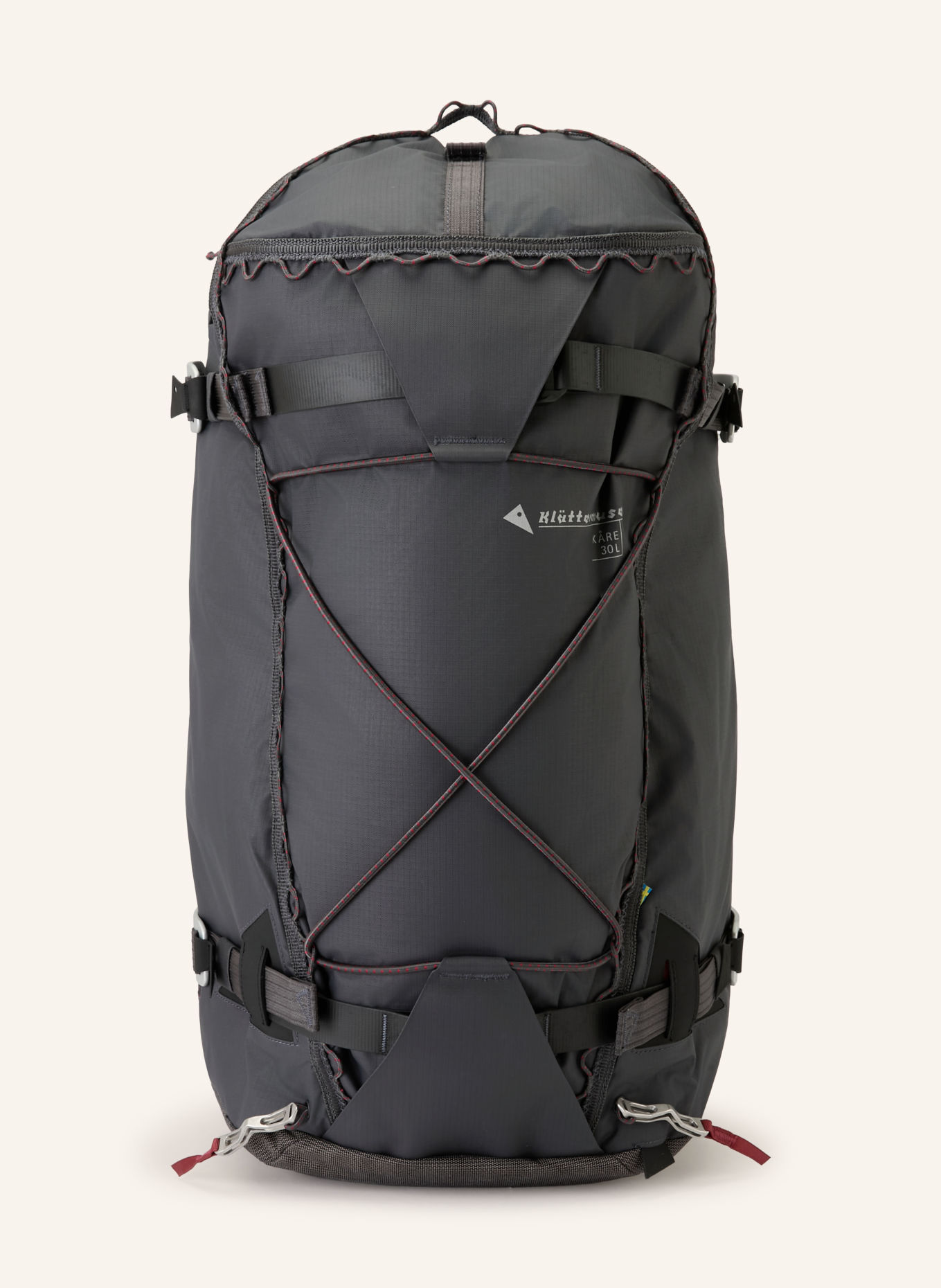 Klättermusen Rucksack KÅRE 30 l: DUNKELGRAU / DUNKELROT