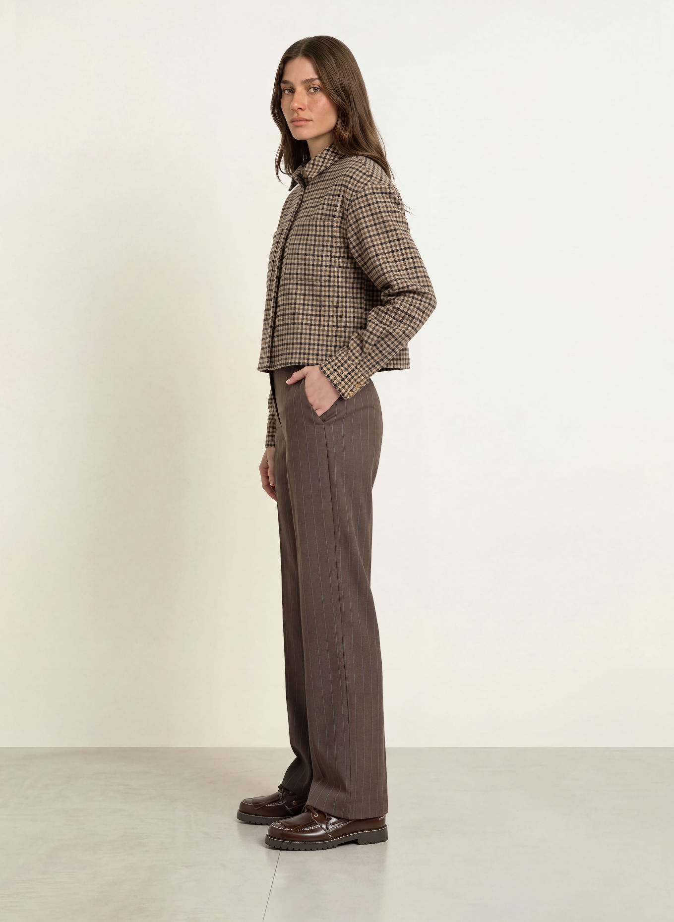 CLAUDIE PIERLOT Kastenjacke: HELLBRAUN / GRÜN / SCHWARZ