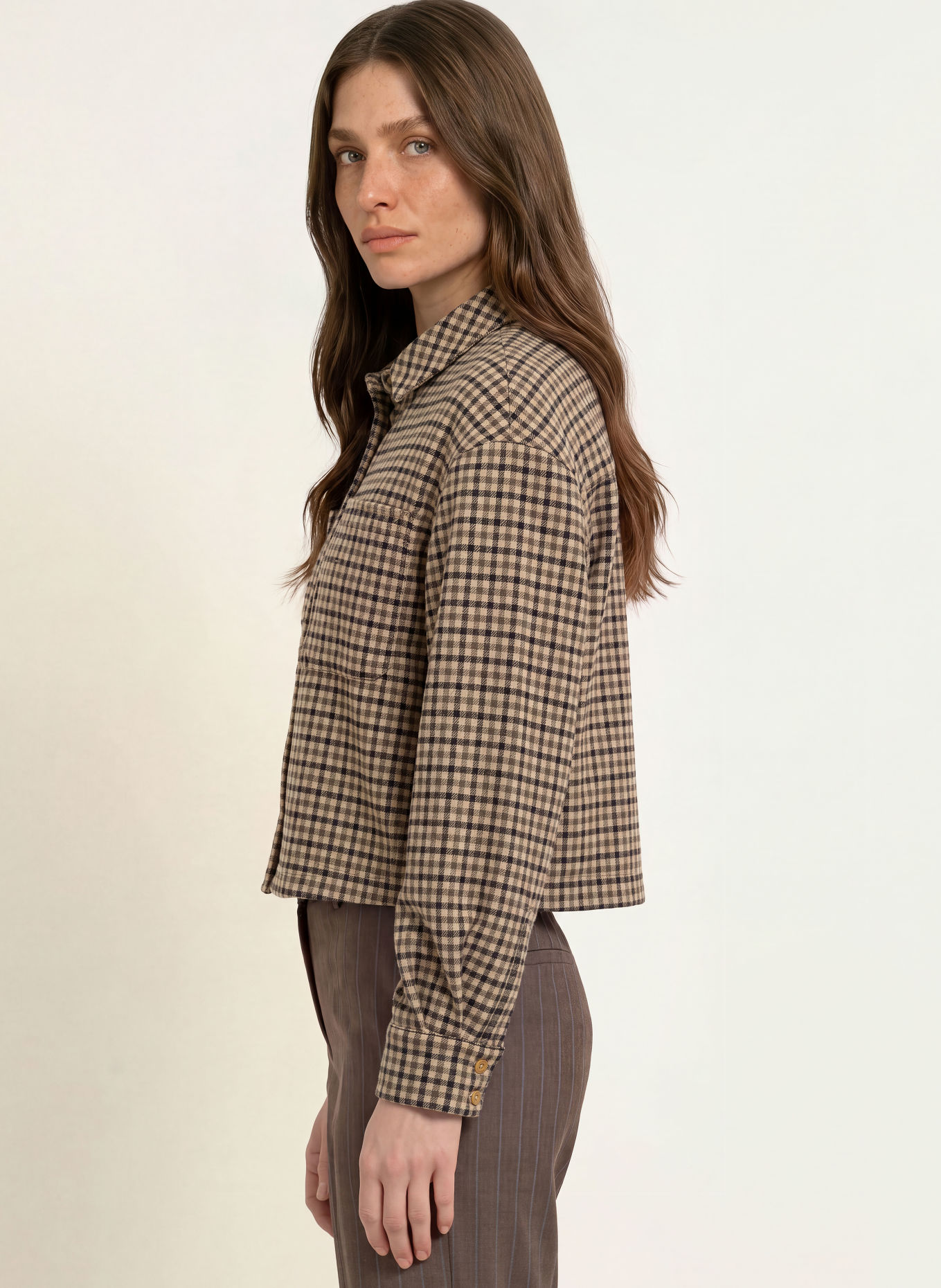 CLAUDIE PIERLOT Kastenjacke: HELLBRAUN / GRÜN / SCHWARZ