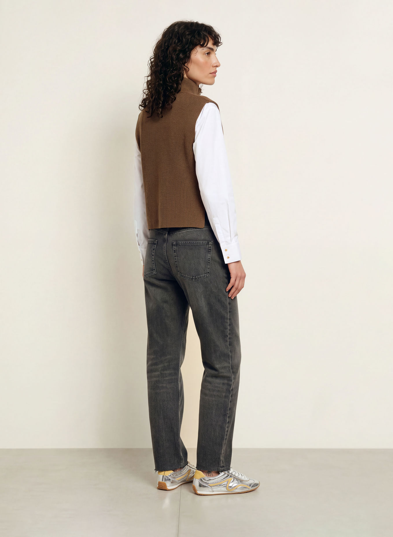 SANDRO Strickweste: TAUPE / ECRU