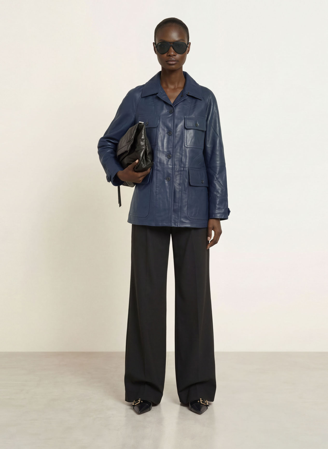 ALLSAINTS Lederjacke ROIYA: DUNKELBLAU