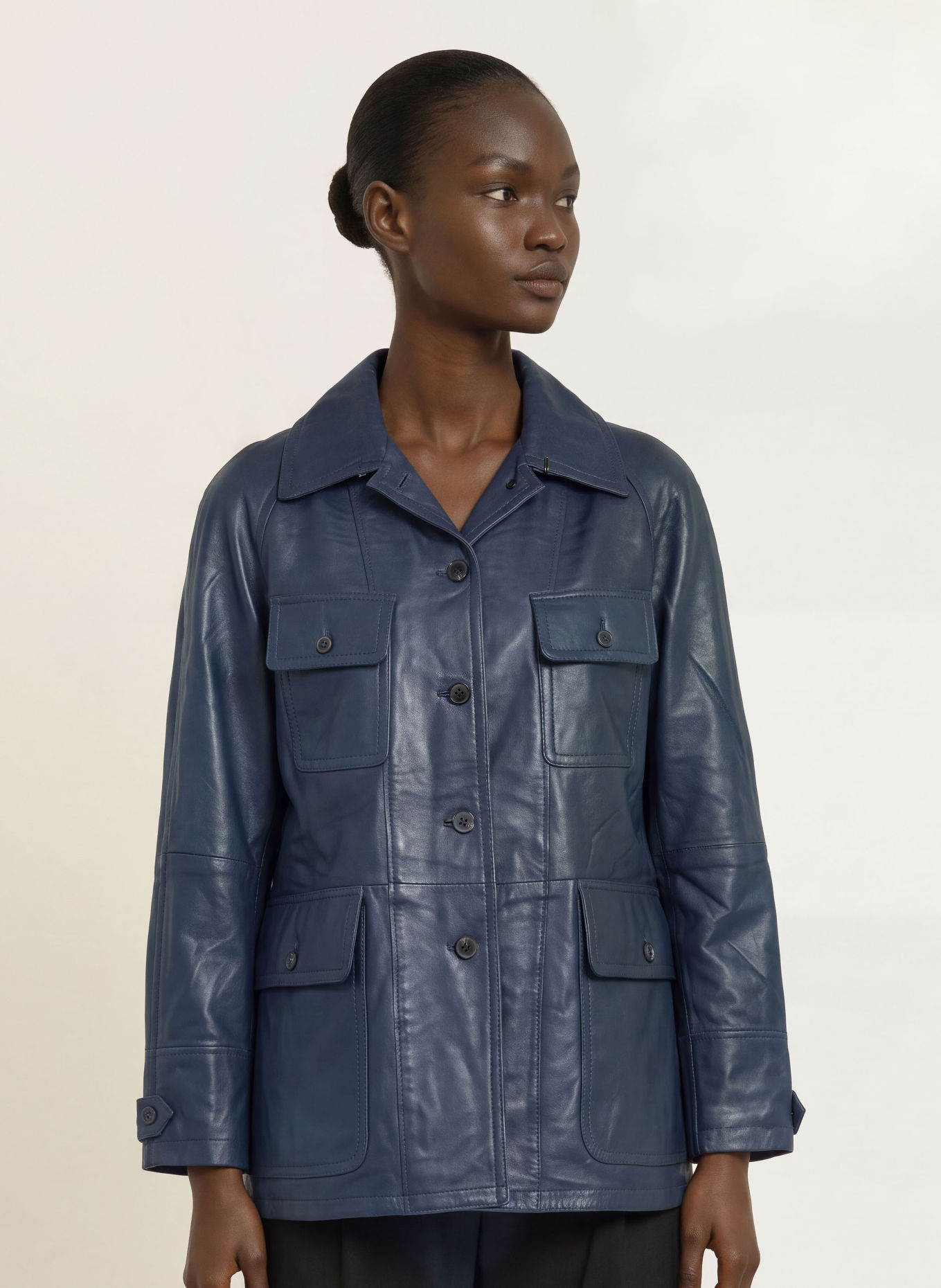 ALLSAINTS Lederjacke ROIYA: DUNKELBLAU