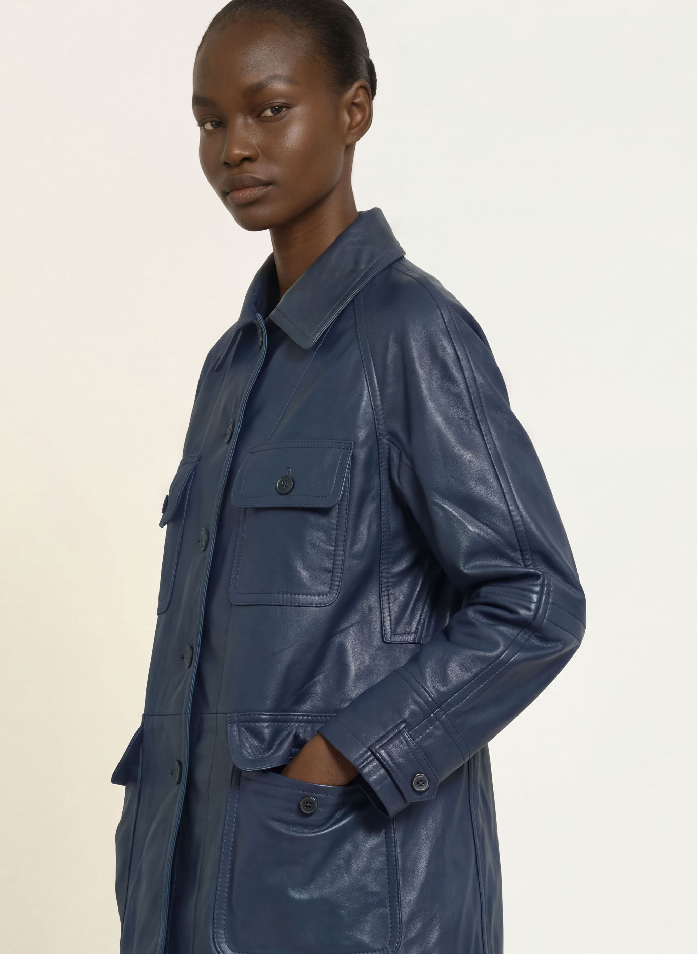 ALLSAINTS Lederjacke ROIYA: DUNKELBLAU