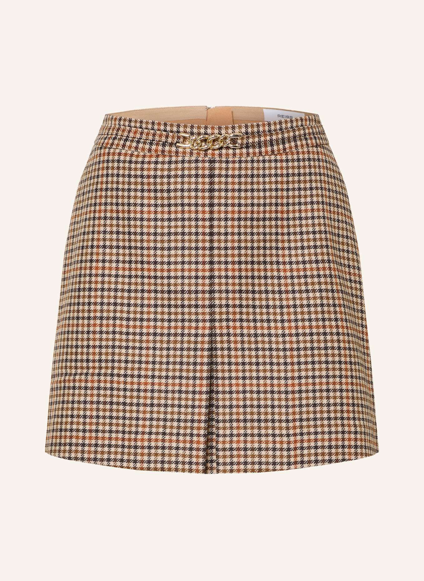 REISS WILLOW Skirt: BEIGE / DARK BROWN / BROWN