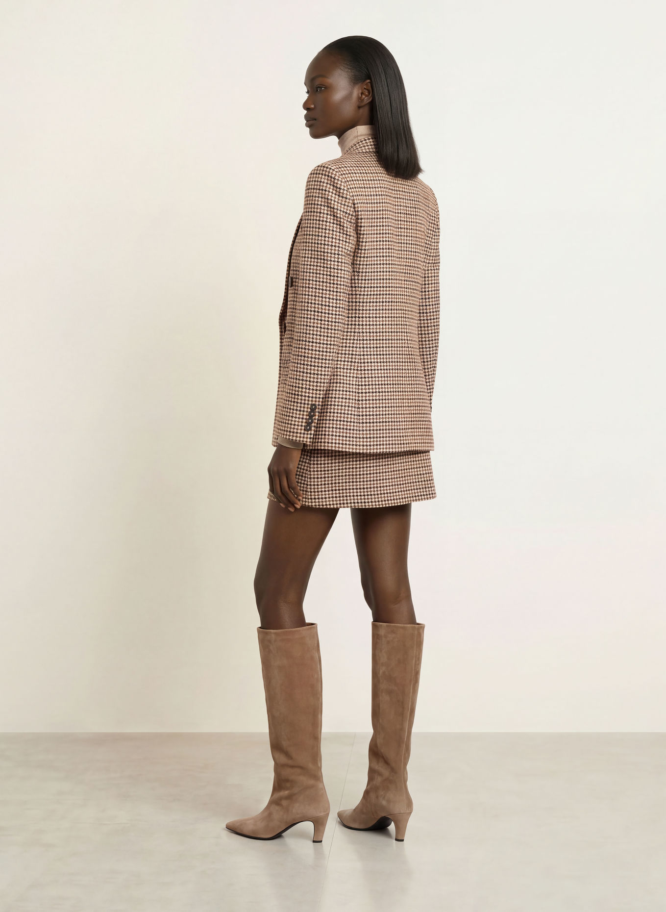 REISS WILLOW Skirt: BEIGE / DARK BROWN / BROWN