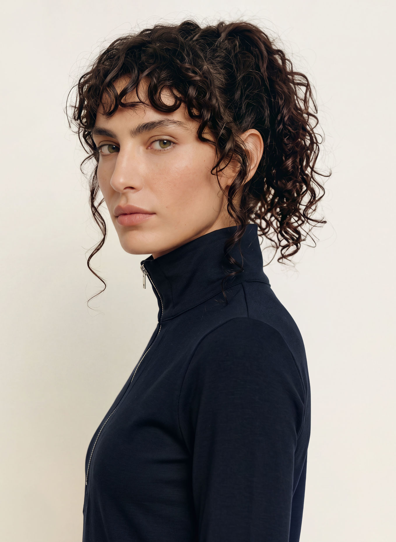 REISS Pull col zippé en jersey ELLIE: BLEU FONCÉ