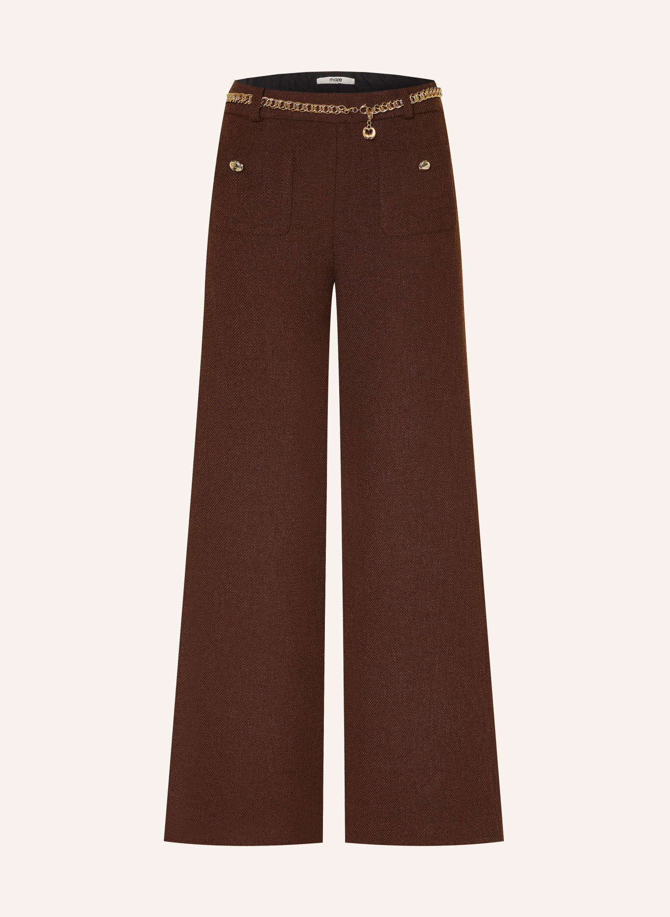maje Marlenehose aus Tweed: DUNKELBRAUN