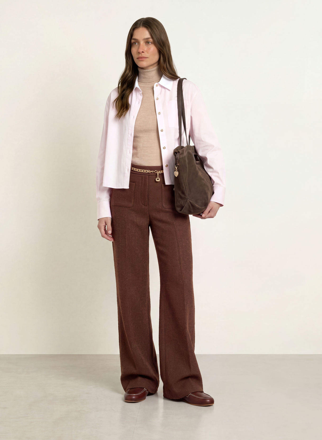 maje Marlenehose aus Tweed: DUNKELBRAUN