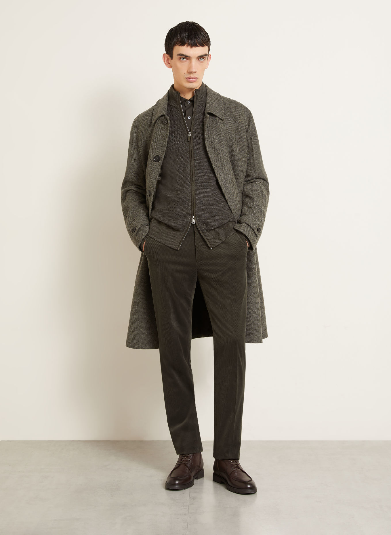 ZEGNA Pantalon en velours côtelé, coupe régulière: GROEN