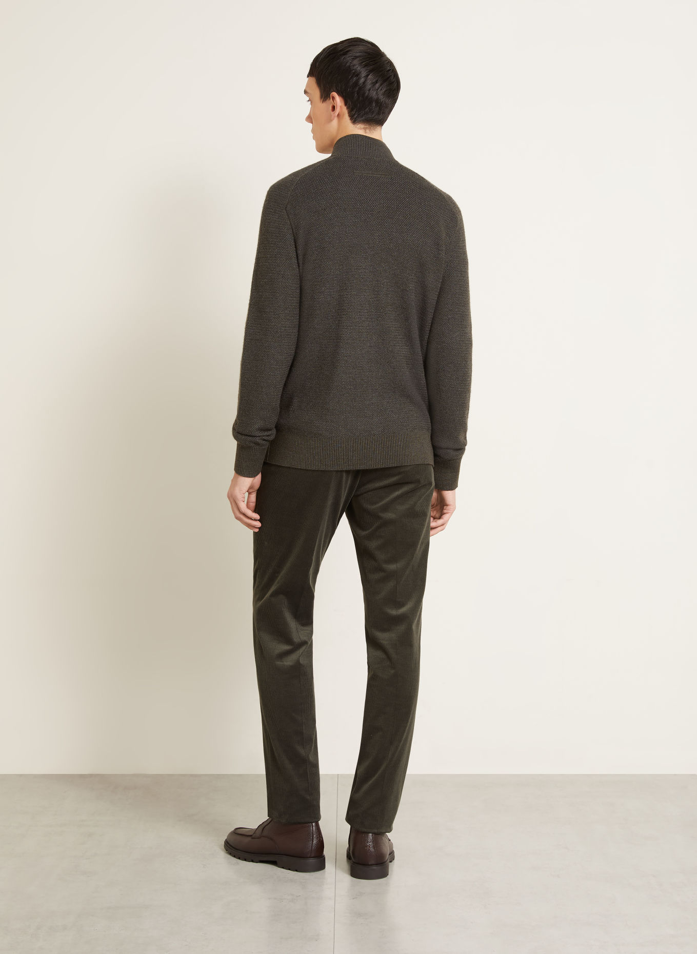ZEGNA Pantalon en velours côtelé, coupe régulière: GROEN