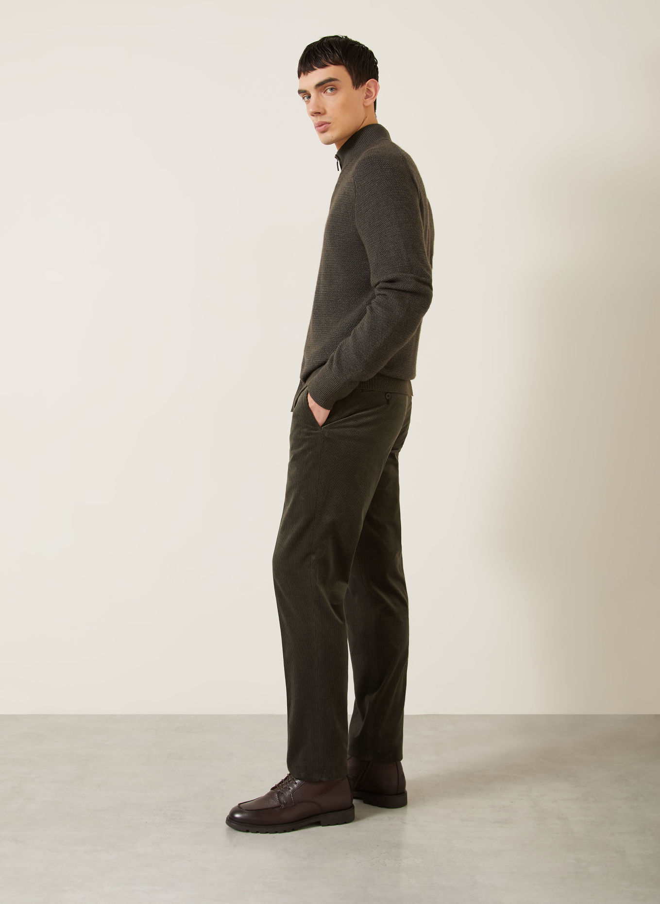 ZEGNA Pantalon en velours côtelé, coupe régulière: GROEN