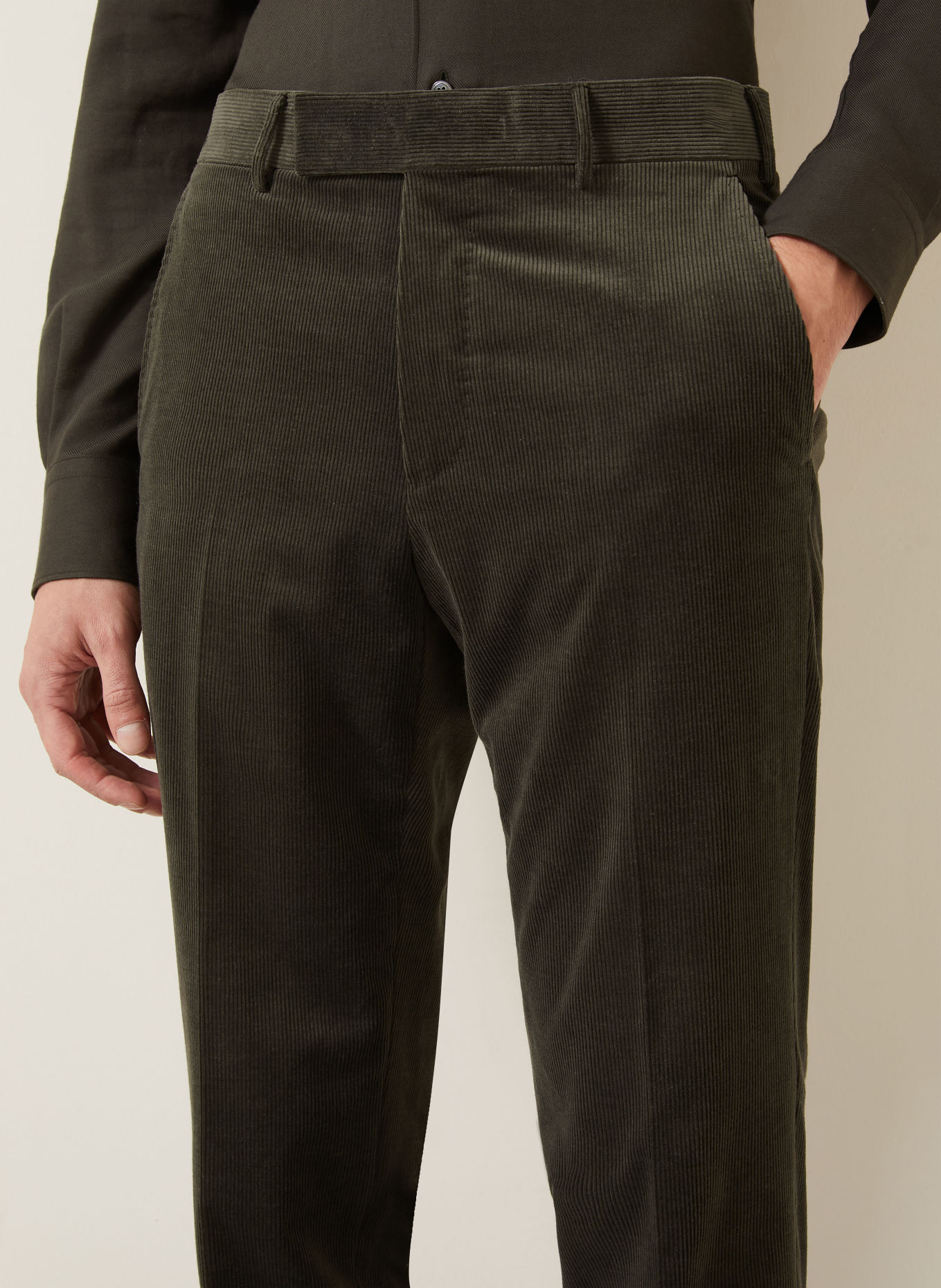 ZEGNA Pantalon en velours côtelé, coupe régulière: GROEN