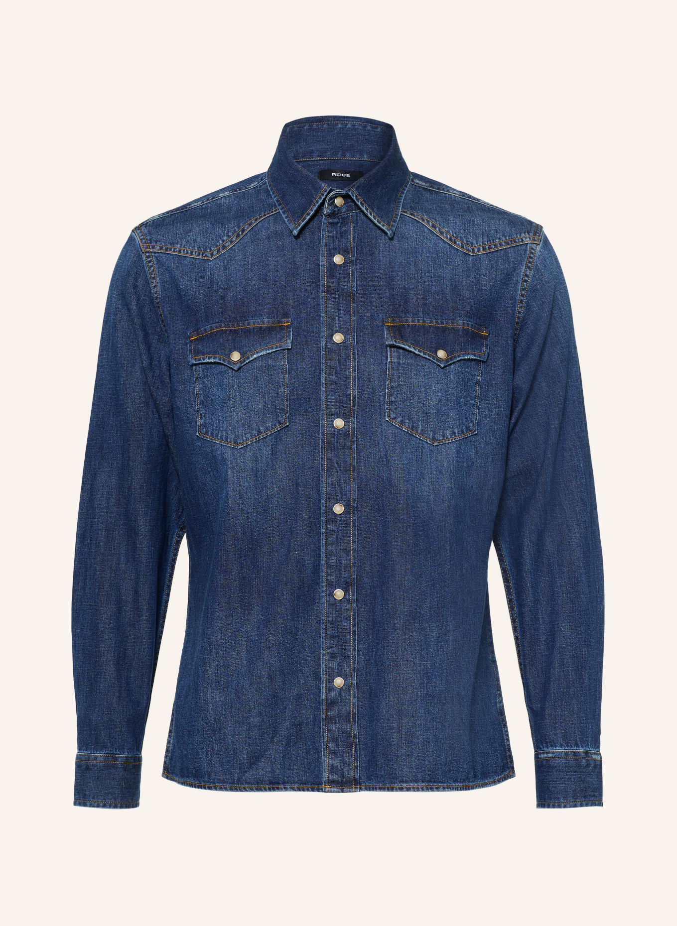 REISS Džínová košile MOUNTAIN Regular Fit: TMAVĚ MODRÁ