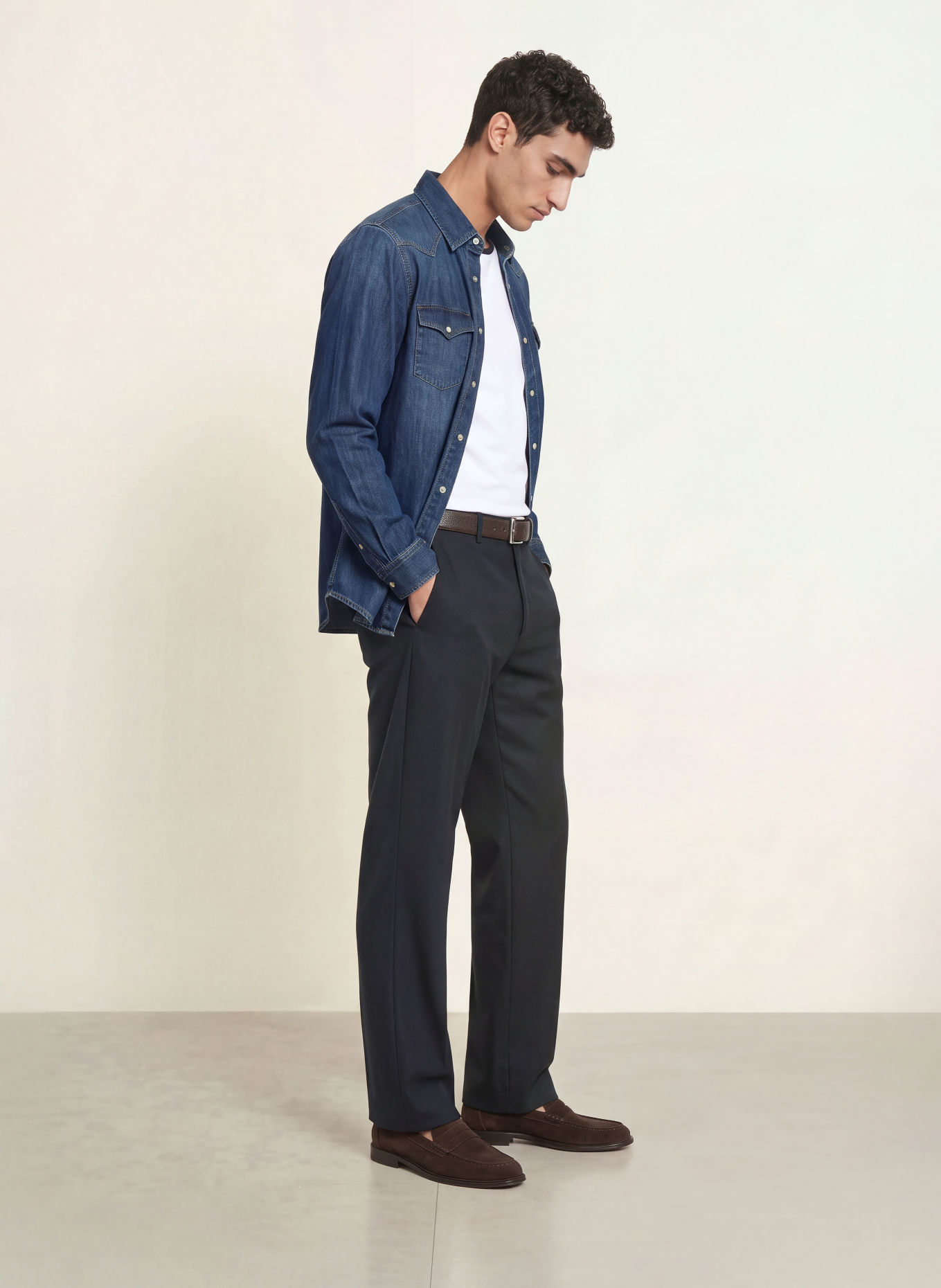 REISS Džínová košile MOUNTAIN Regular Fit: TMAVĚ MODRÁ