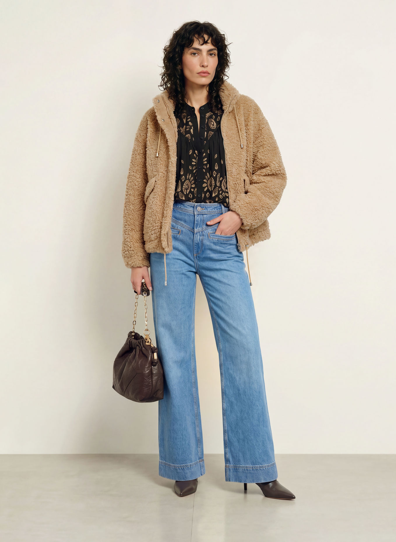 ba&sh Teddyfell-Jacke SONJO: BEIGE