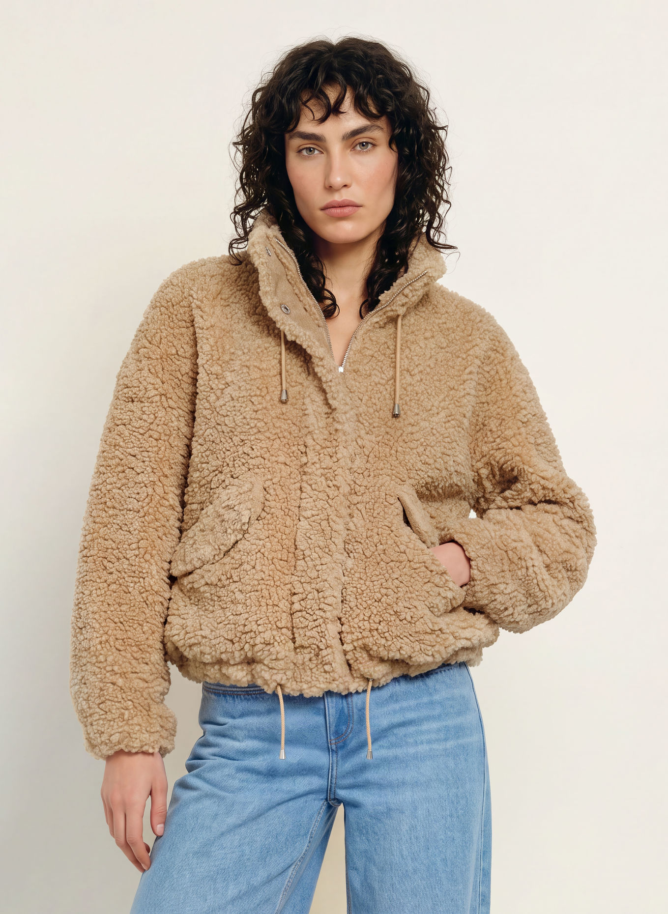 ba&sh Teddyfell-Jacke SONJO: BEIGE