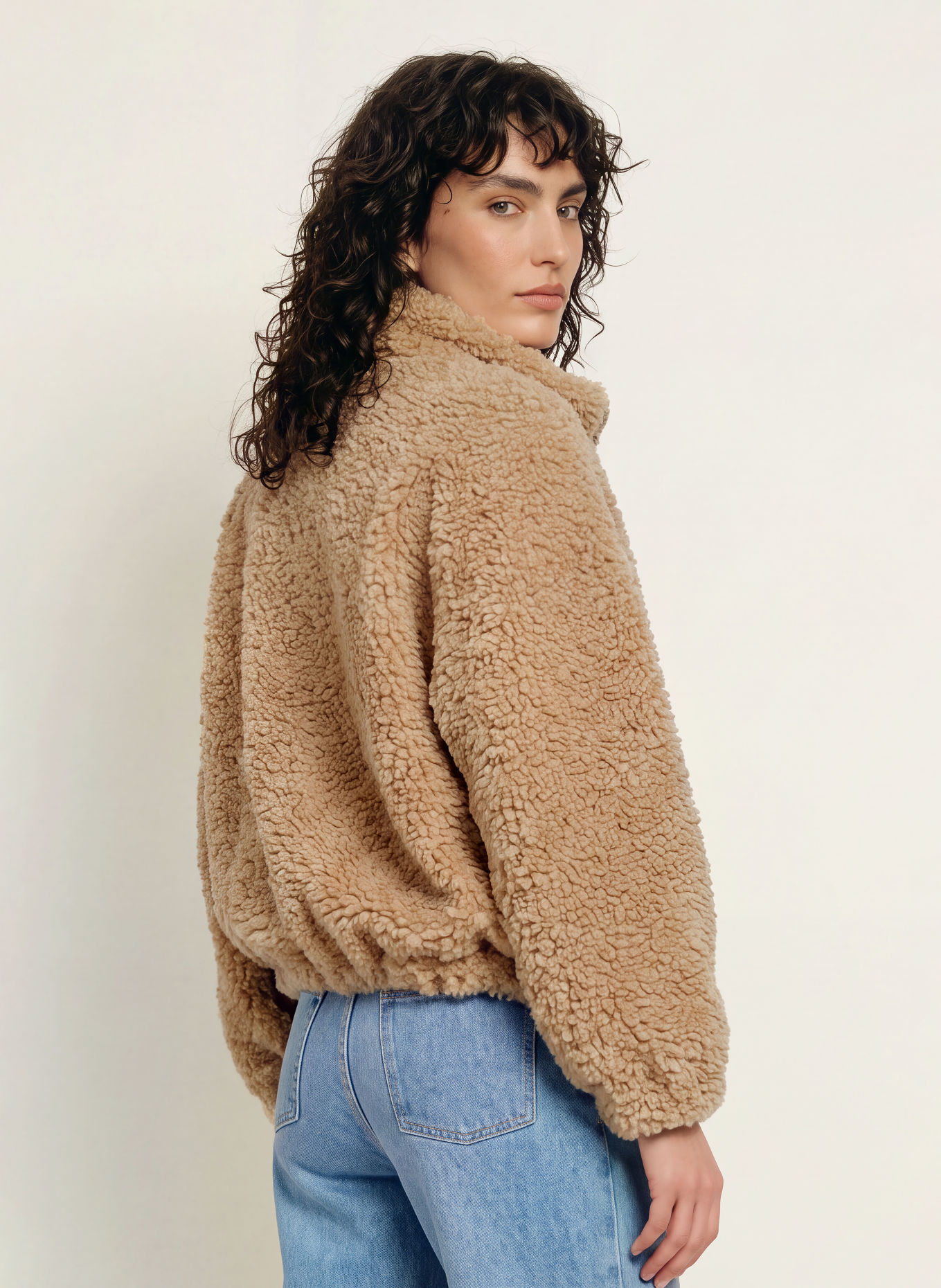 ba&sh Teddyfell-Jacke SONJO: BEIGE