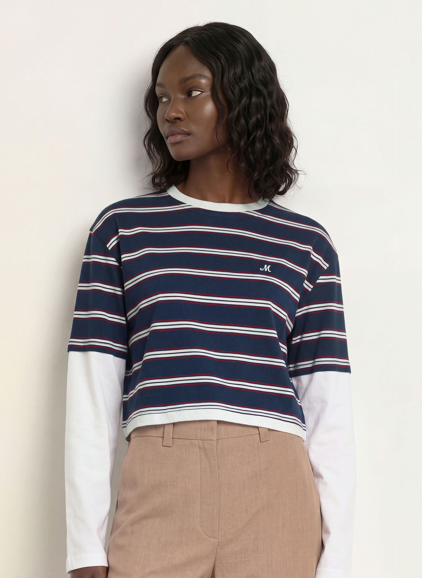 maje Longsleeve: DUNKELBLAU / ROT / WEISS