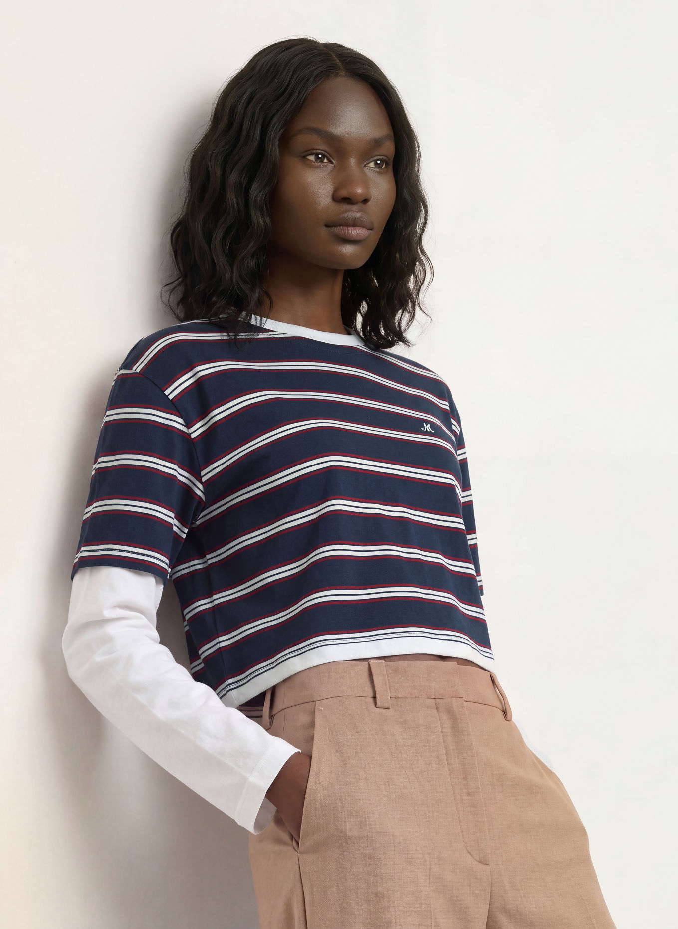 maje Longsleeve: DUNKELBLAU / ROT / WEISS