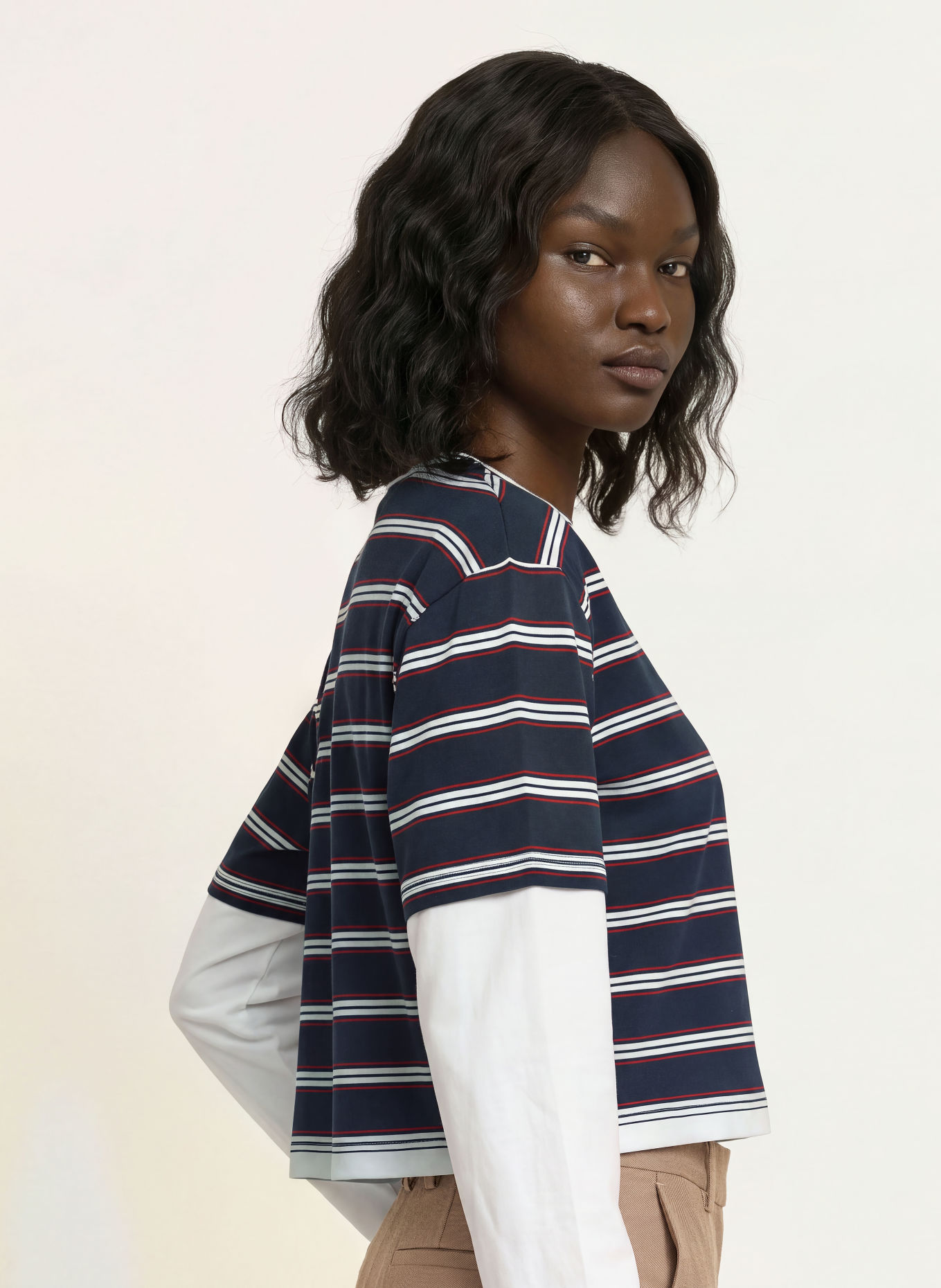 maje Longsleeve: DUNKELBLAU / ROT / WEISS