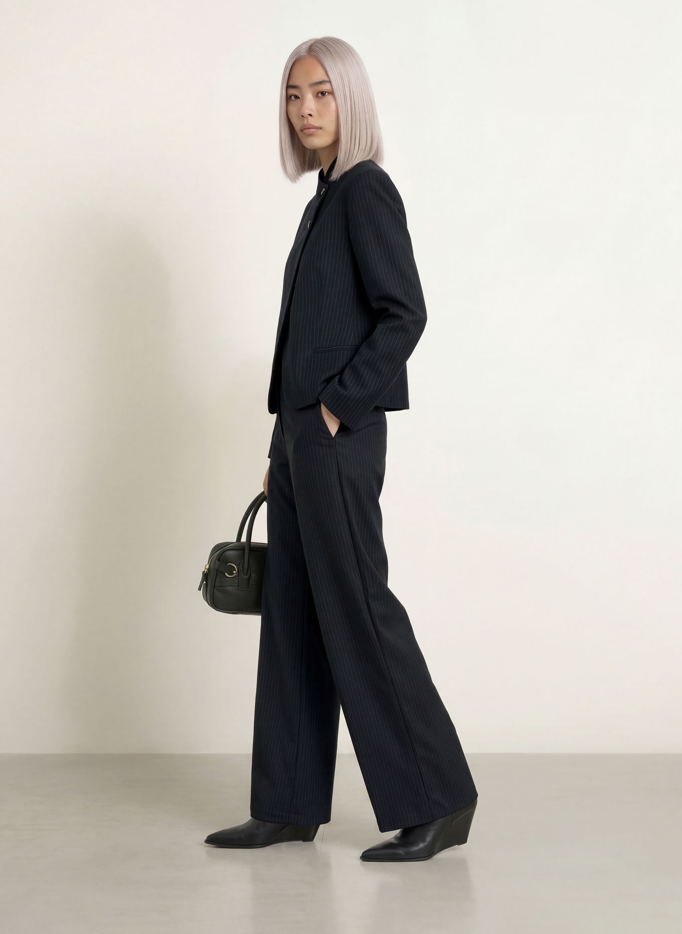 NEO NOIR Blazer TIRIA: DONKERBLAUW / LICHTGRIJS