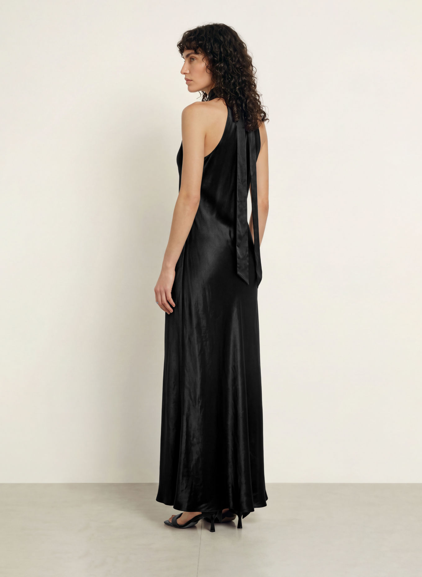 ALLSAINTS BERIL satin dress with bow: BLACK