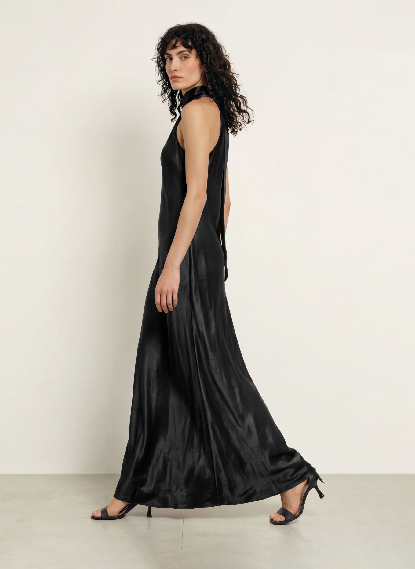 ALLSAINTS BERIL satin dress with bow: BLACK