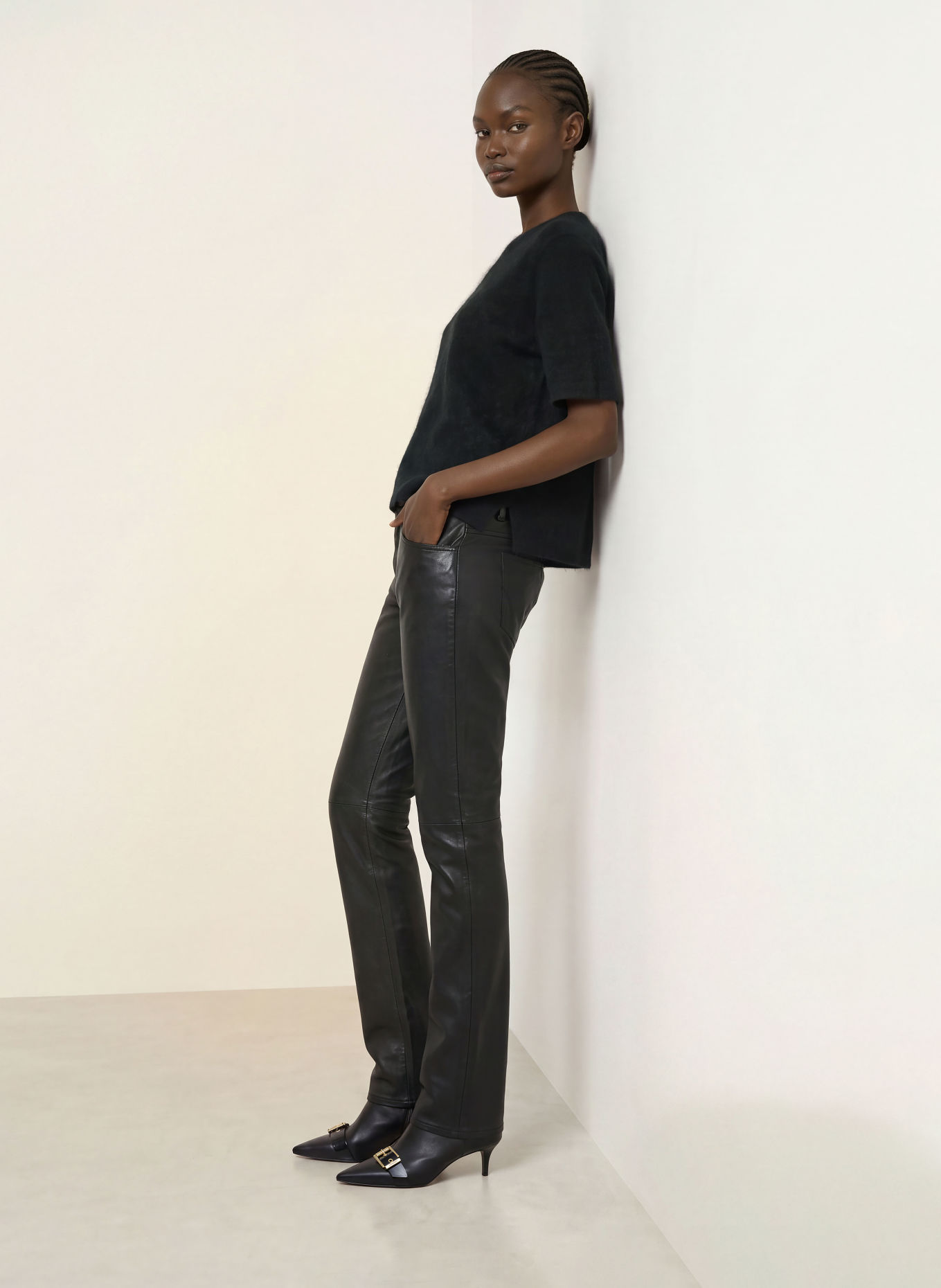 ALLSAINTS Lederhose RIELLA: SCHWARZ