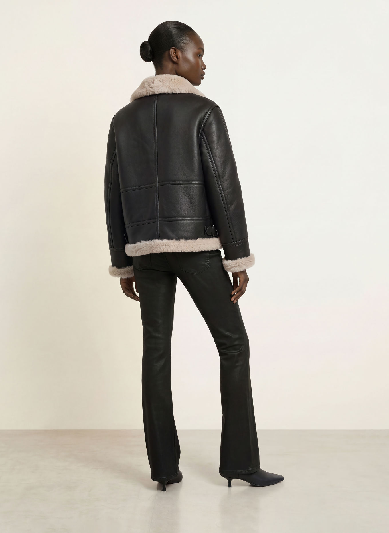 ALLSAINTS Lederjacke LENNOX: SCHWARZ / CREME