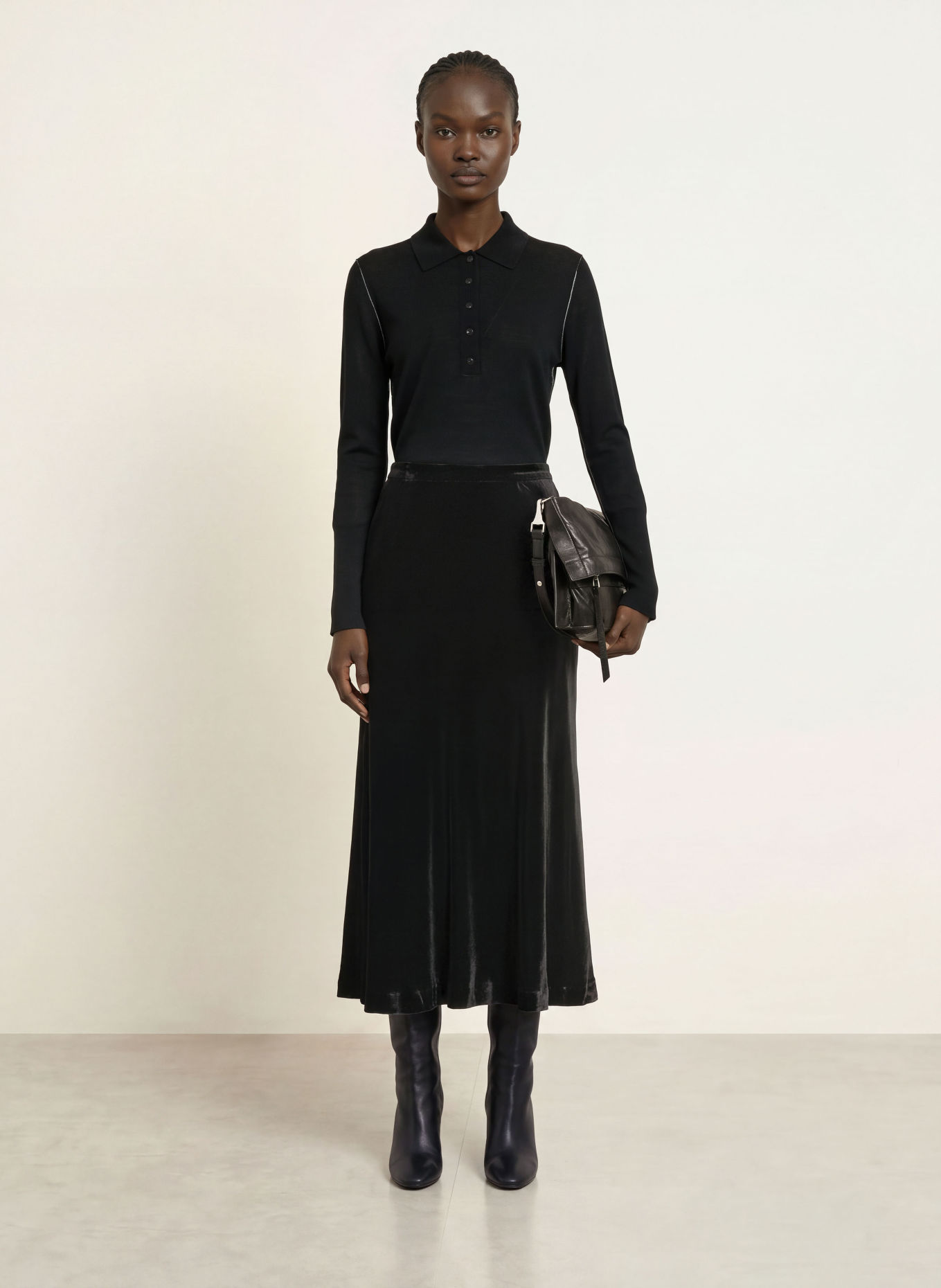 ALLSAINTS Samtrock NALIA: SCHWARZ