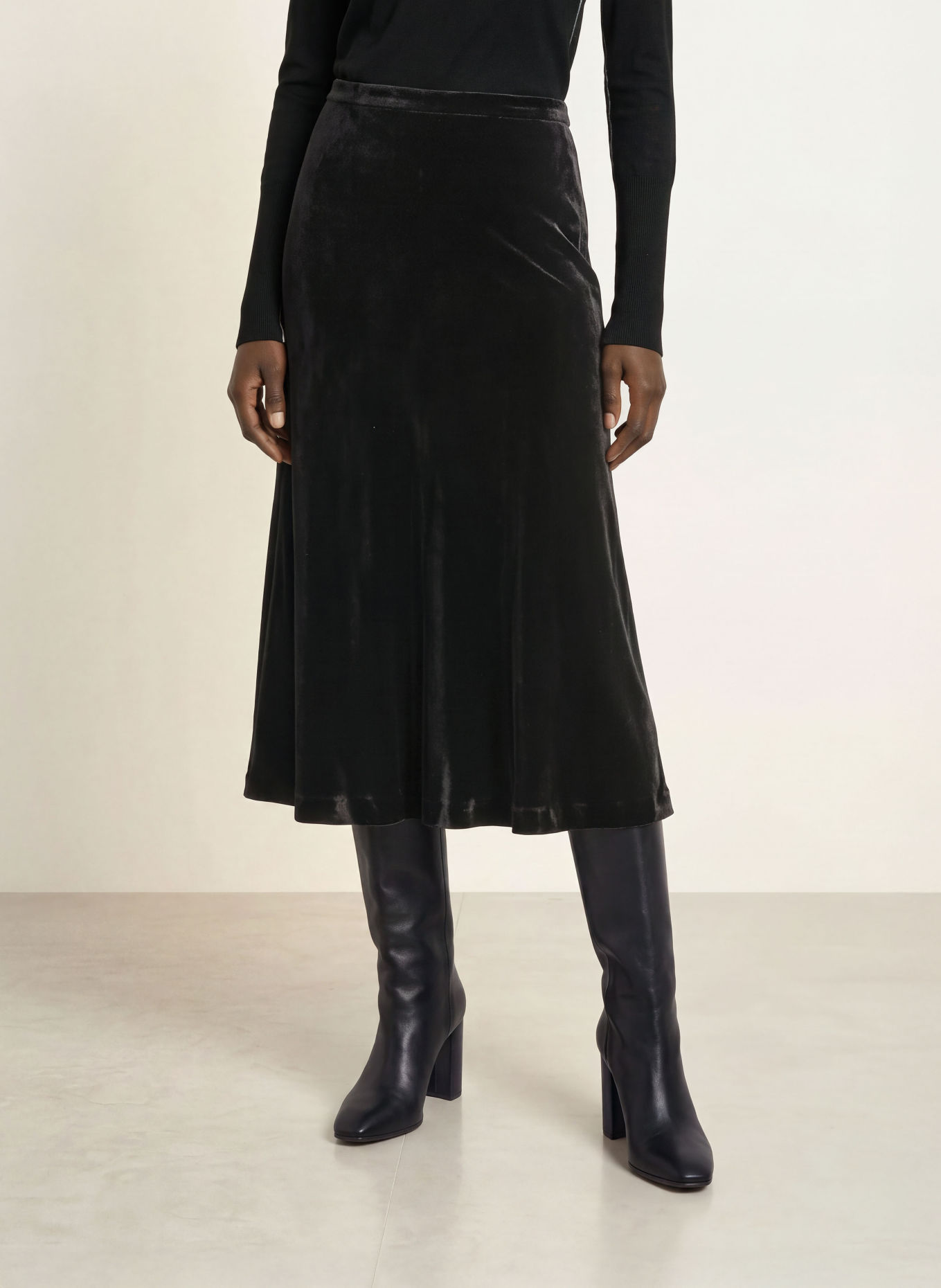 ALLSAINTS Samtrock NALIA: SCHWARZ