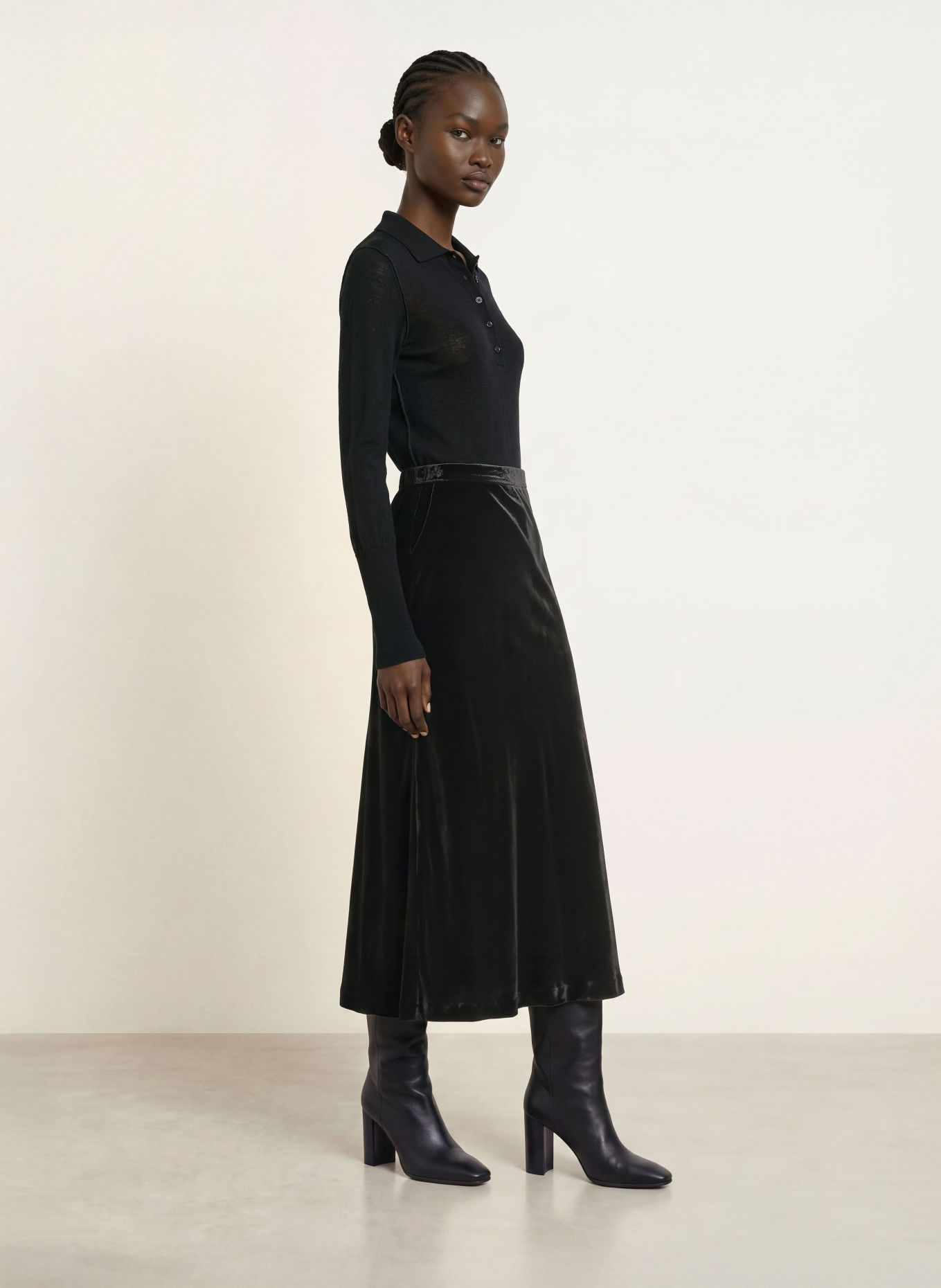 ALLSAINTS Samtrock NALIA: SCHWARZ