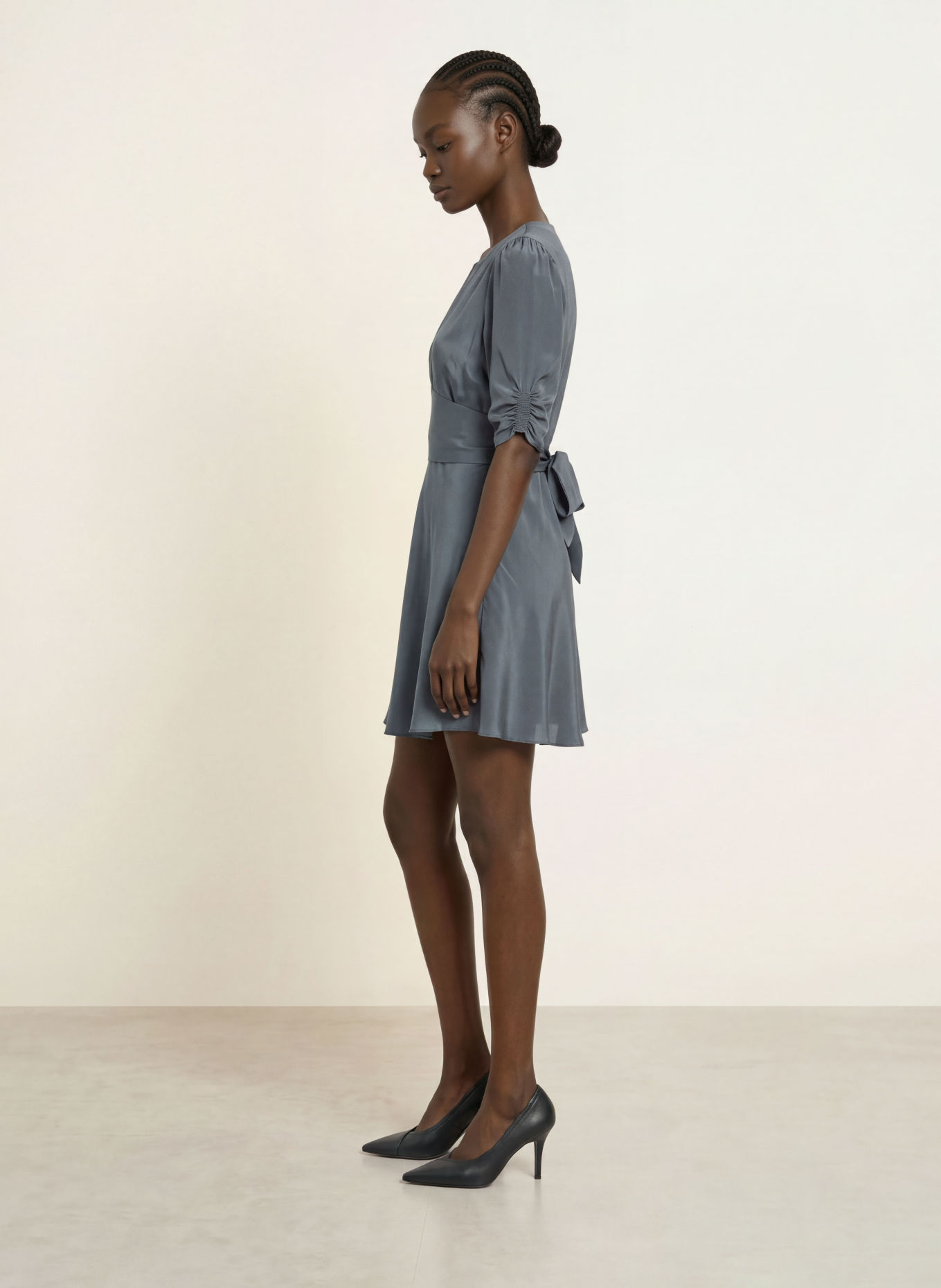 ALLSAINTS Seidenkleid ENA: BLAUGRAU