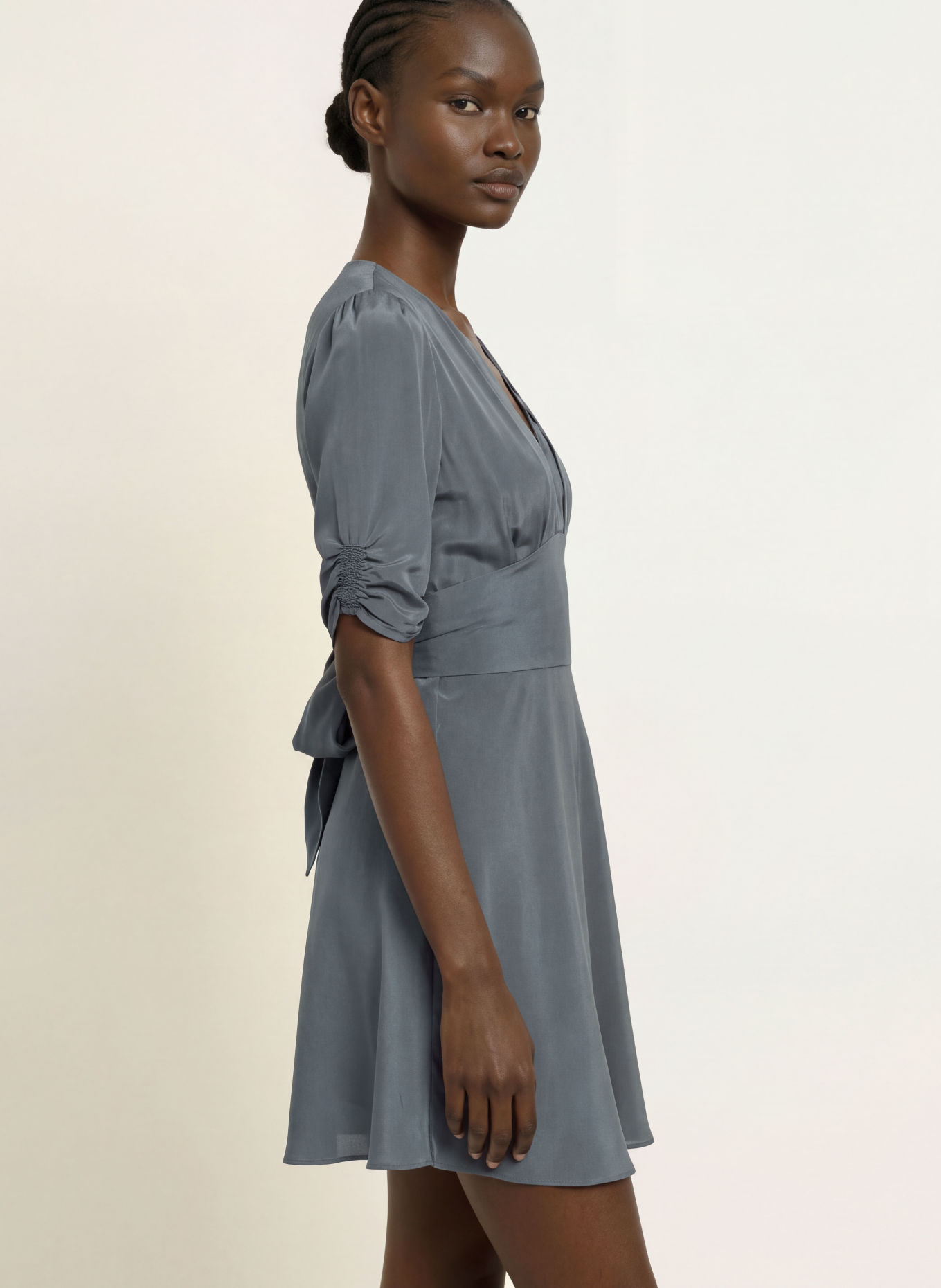 ALLSAINTS Seidenkleid ENA: BLAUGRAU