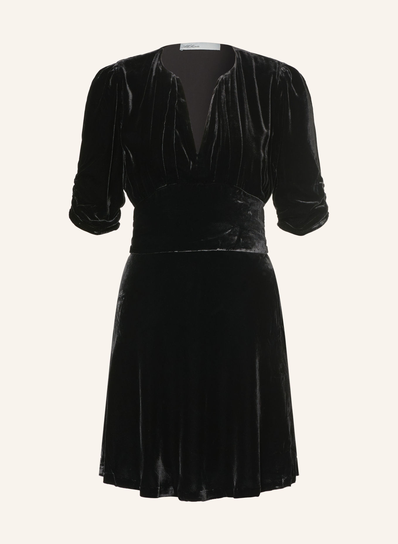 ALLSAINTS Samtkleid ENA: SCHWARZ