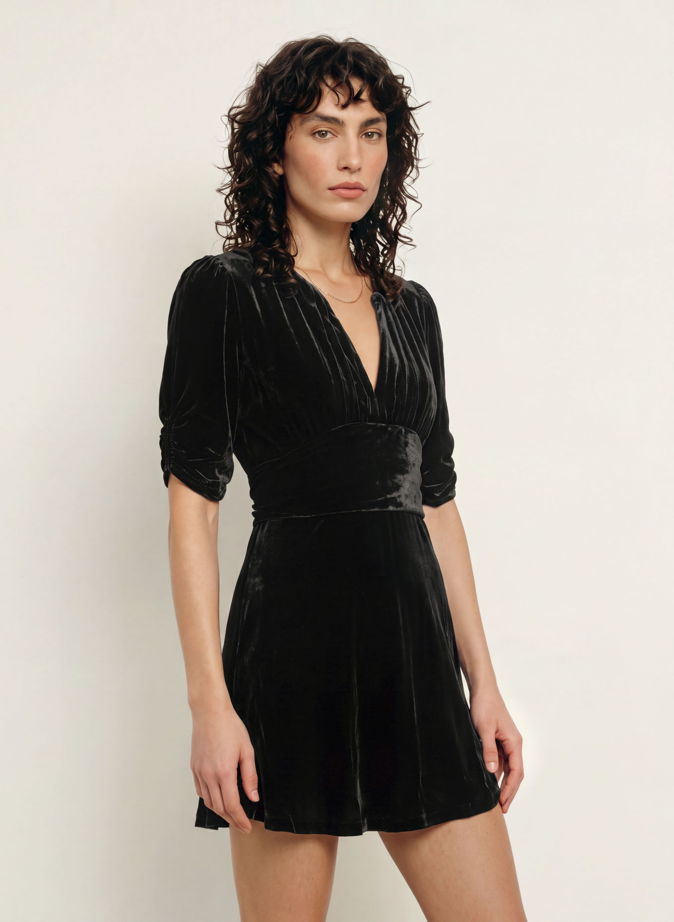 ALLSAINTS Samtkleid ENA: SCHWARZ