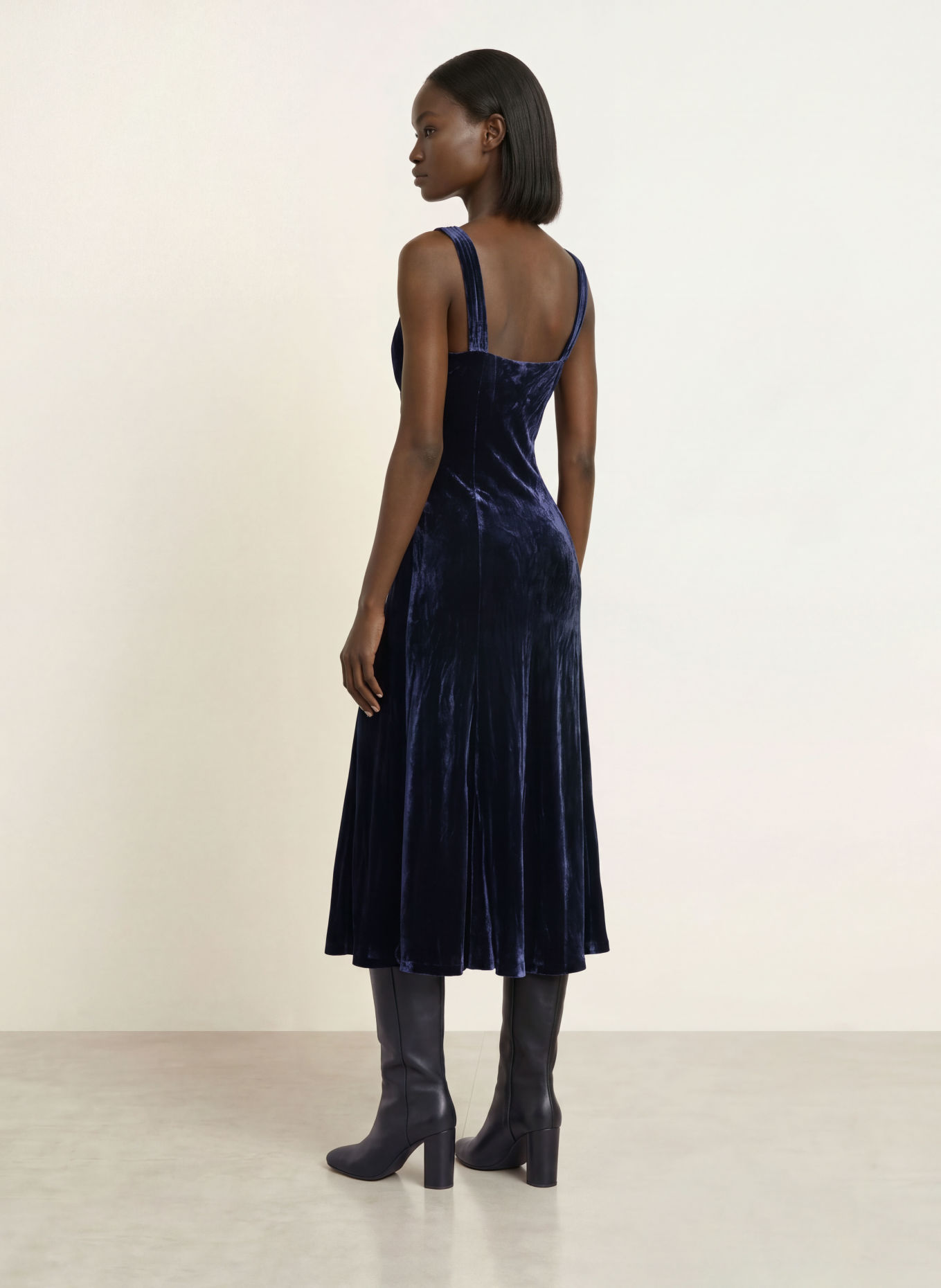 ALLSAINTS Samtkleid BERLETTA: DUNKELBLAU