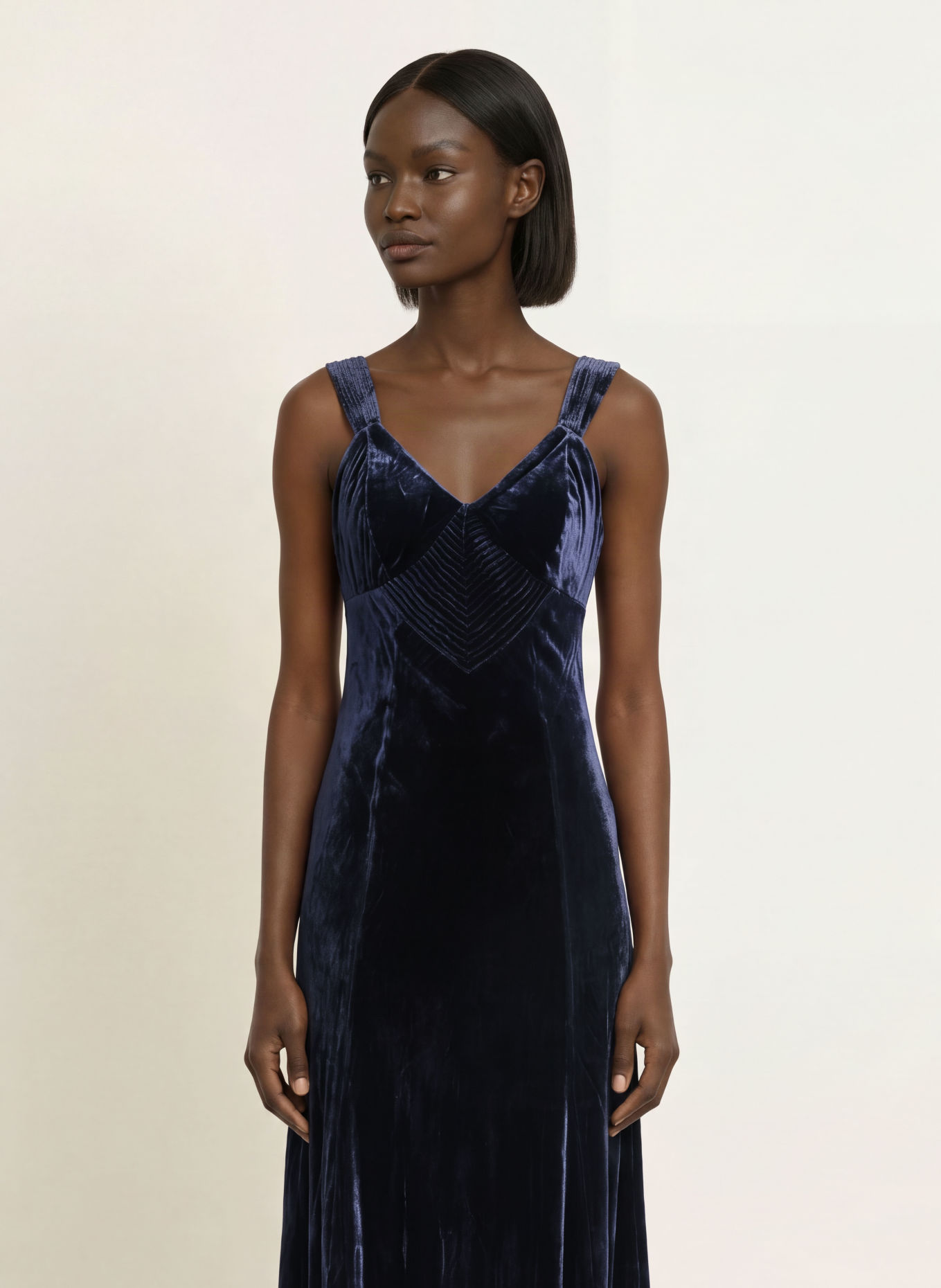 ALLSAINTS Samtkleid BERLETTA: DUNKELBLAU