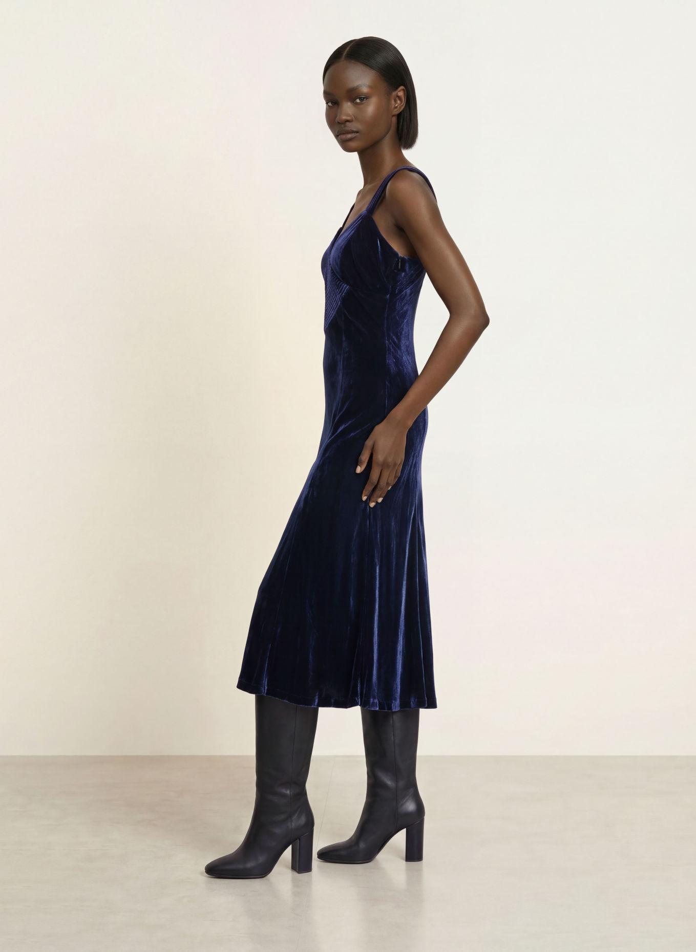 ALLSAINTS Samtkleid BERLETTA: DUNKELBLAU