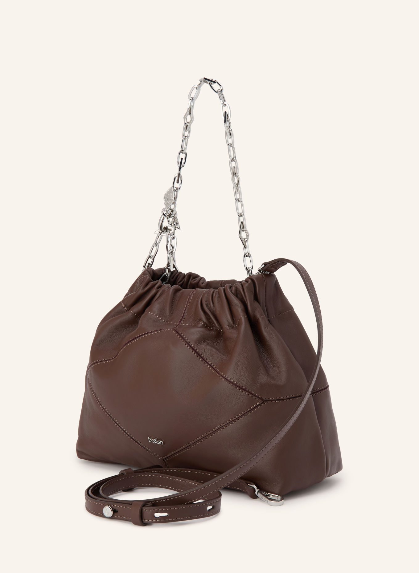 ba&sh Handtasche JUNE MINI: DUNKELBRAUN / SILBER