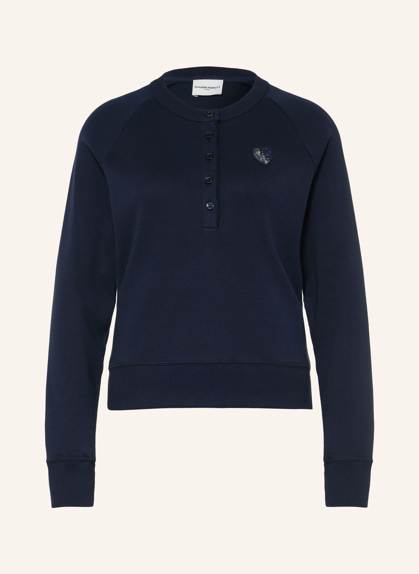 CLAUDIE PIERLOT Henley-Shirt: DUNKELBLAU