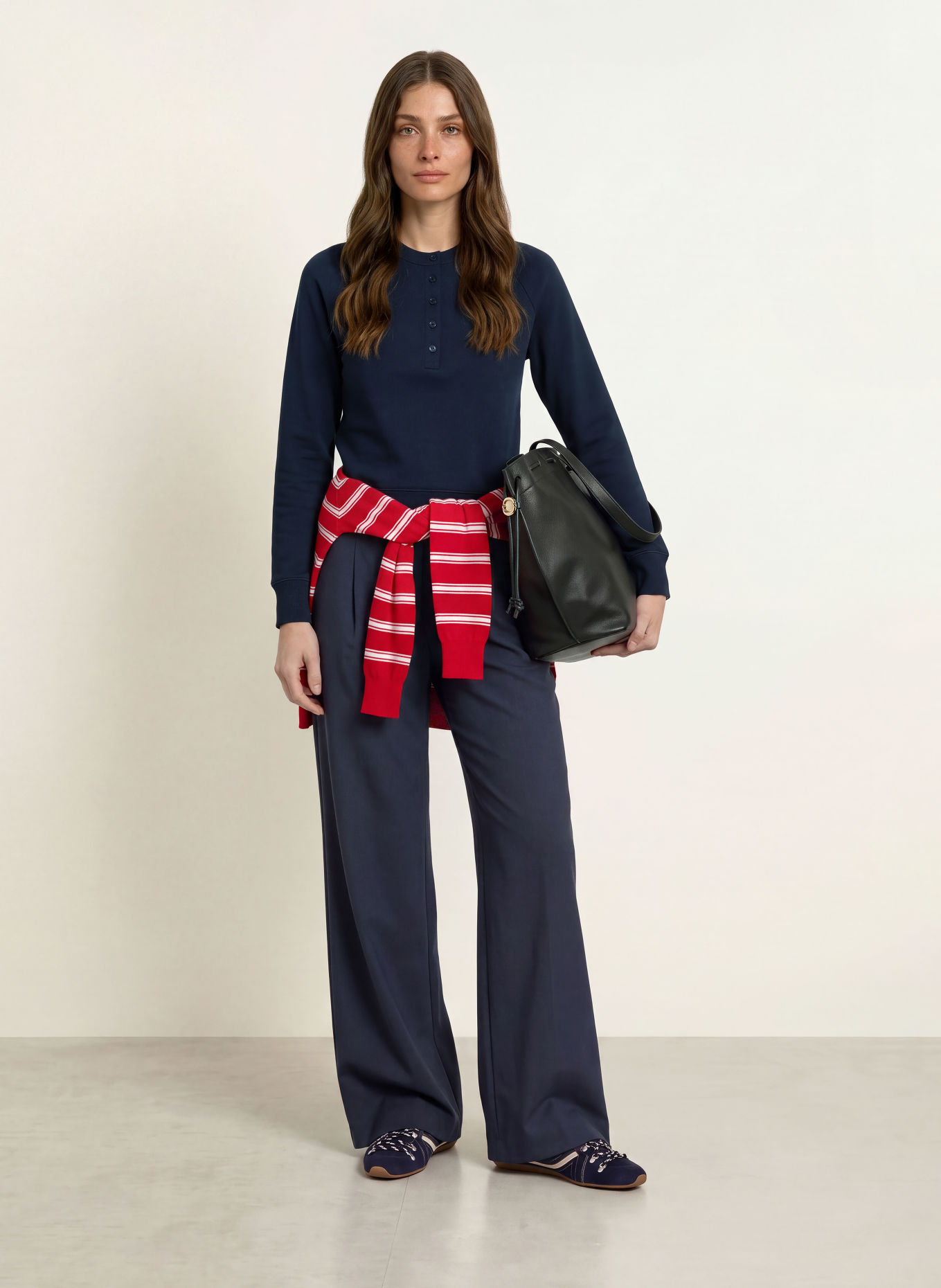 CLAUDIE PIERLOT Henley-Shirt: DUNKELBLAU